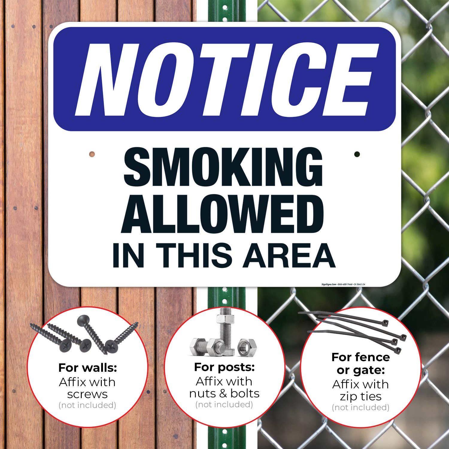 Smoking Allowed in This Area Sign - OSHA Compliant 18x24 Inch Rust-Free Aluminum Sign - Fade Resistant for Indoor & Outdoor Use - Made in USA - Perfect for Workplaces, Restaurants and Public Areas
