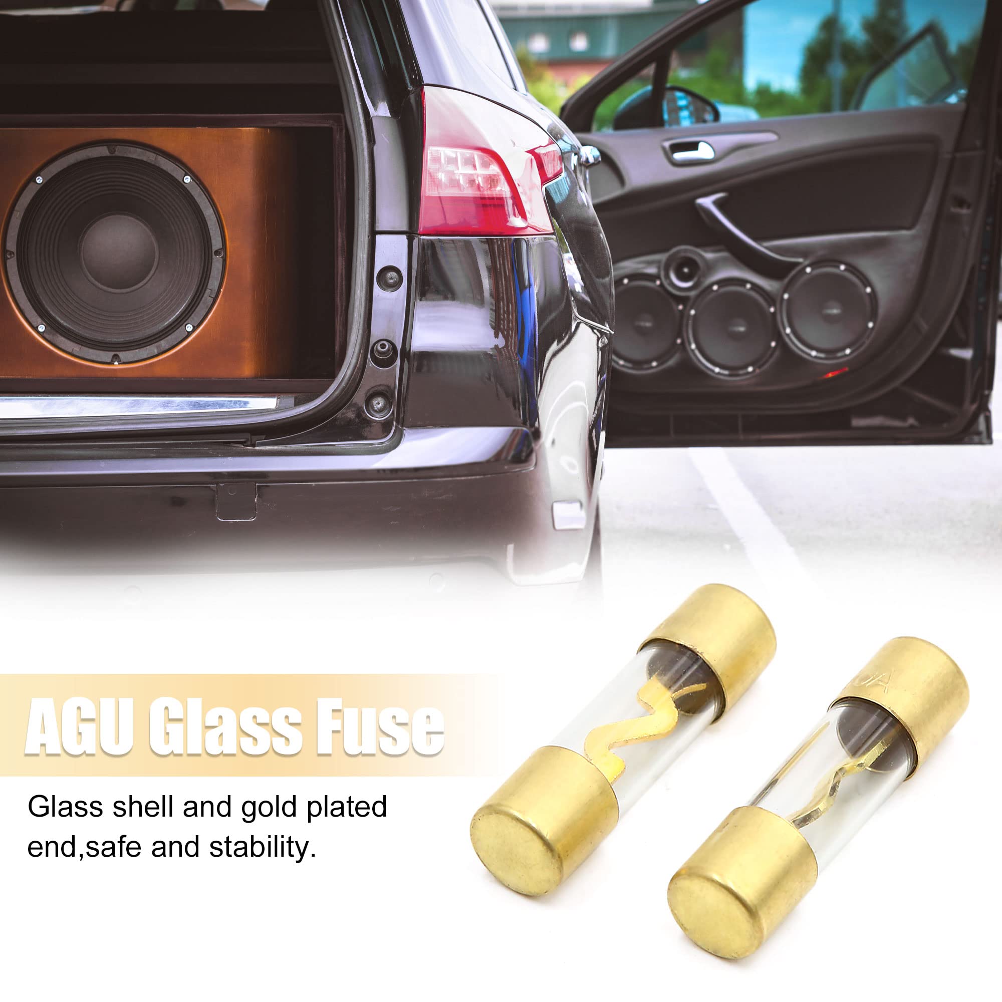 40A AGU Glass Tube Fuse (2-Pack) - High Power Inline Fuse for Car Audio, Stereo & Radio Protection - Perfect for Automotive Electrical Systems & Sound Equipment