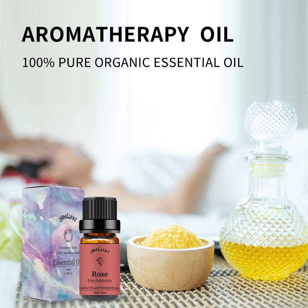 Organic Yethious Rose & Peony Essential Oil Set - 2 x 10ml Pure Flower Extracts for Aromatherapy Diffusers, Skincare, Soap & Candle Making - Perfect Gift for Relaxation & Home Spa