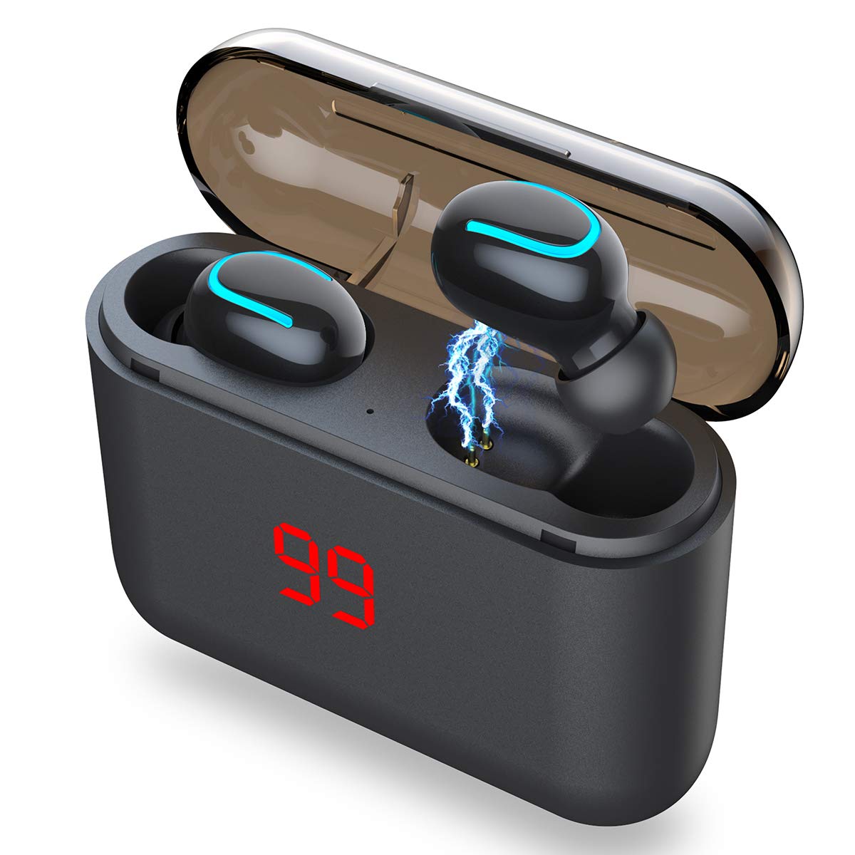AICase TWS Wireless Bluetooth 5.0 Earbuds with Built-in Mic, IPX5 Sweatproof Sport Headphones, Wireless Charging Case for iPhone Android - Perfect for Gym, Running & Travel (HQB-U)