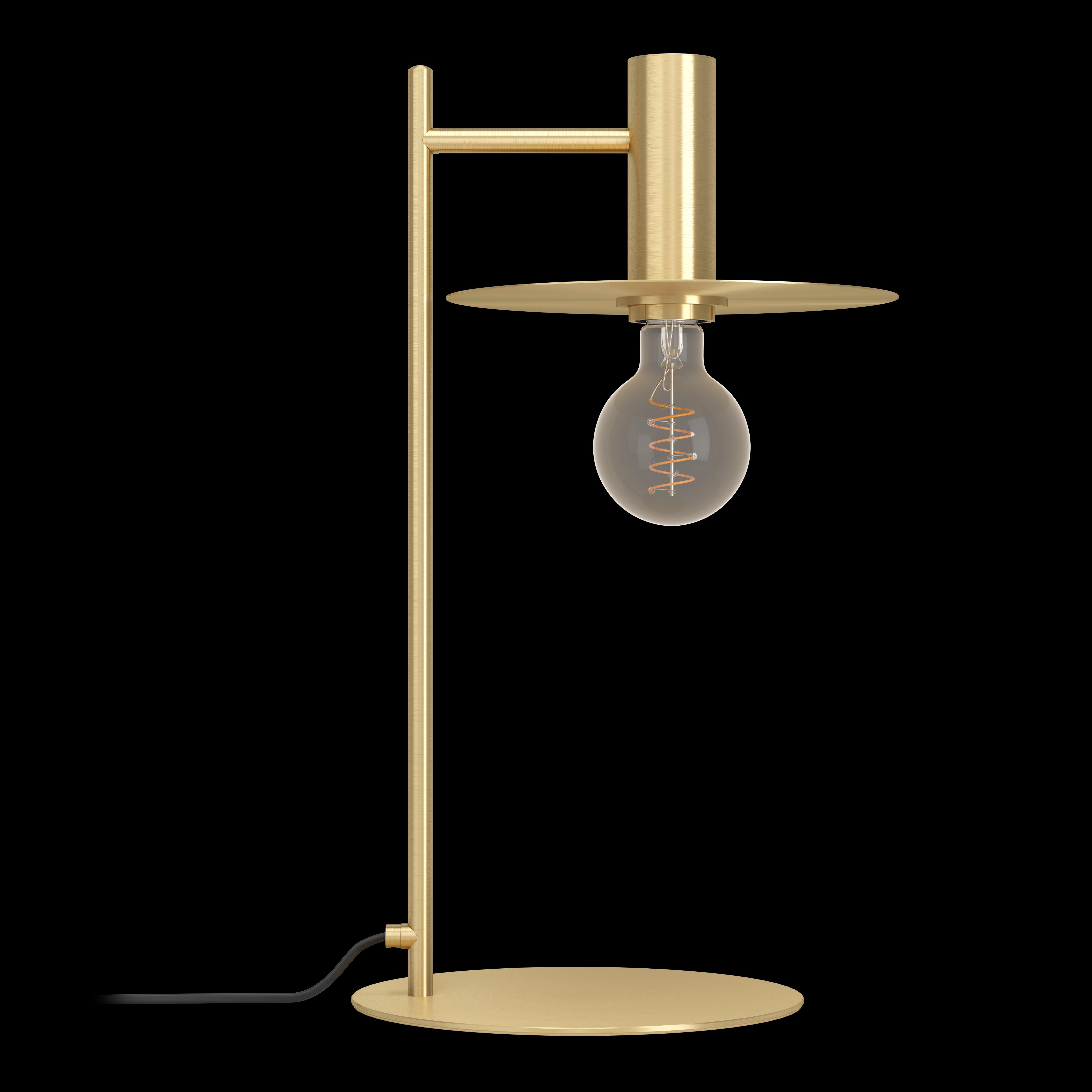 Eglo Escandell Brass Table Lamp - Vintage Industrial Style Desk Light for Living Room, Bedroom & Office - Adjustable Height, Warm White LED Bulb Included