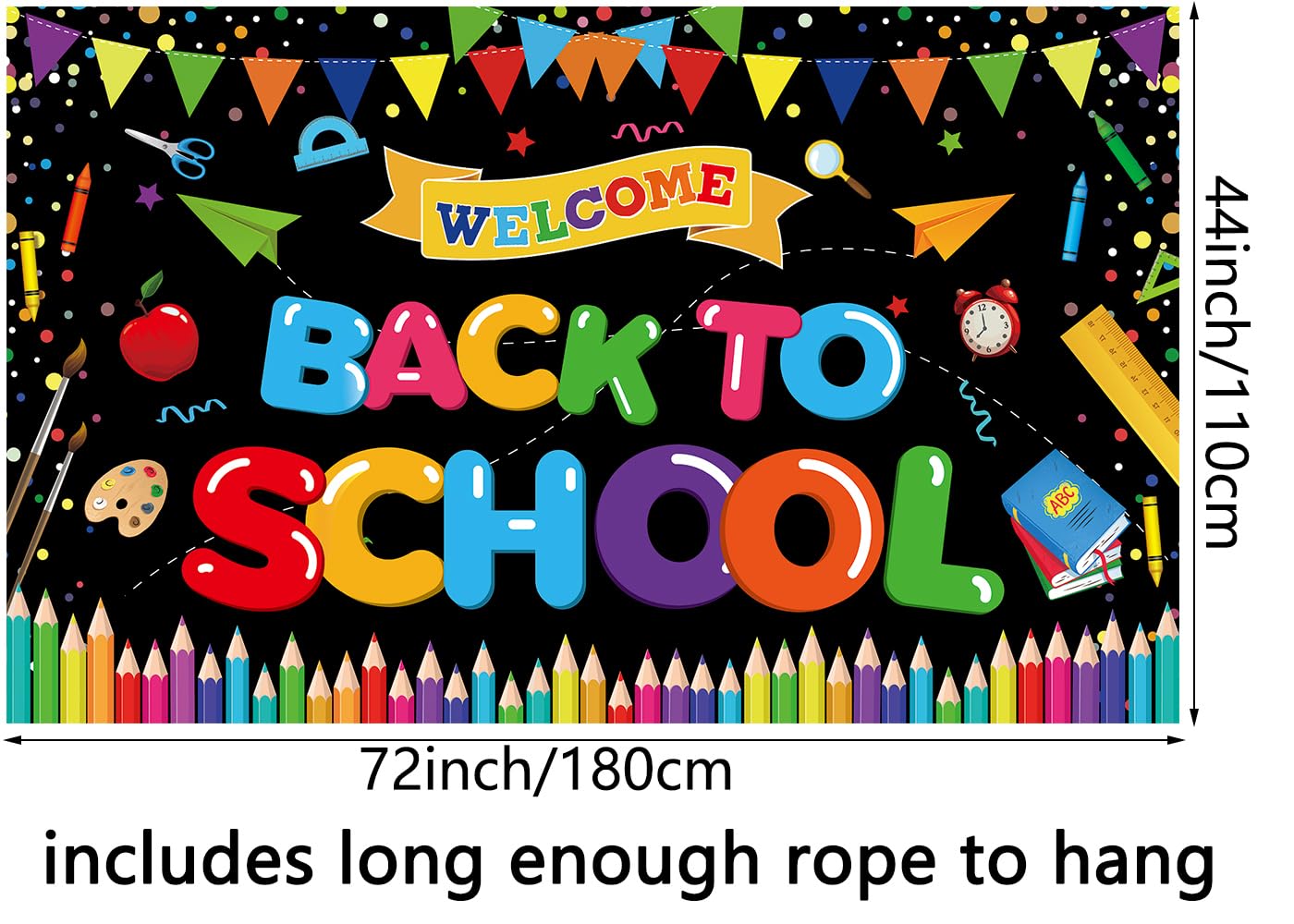Back to School Decorations - Welcome Back to School Banner & Kindergarten Classroom Supplies | Large Size Backdrop Poster for Classroom Door, Bulletin Board & First Day of School Decor