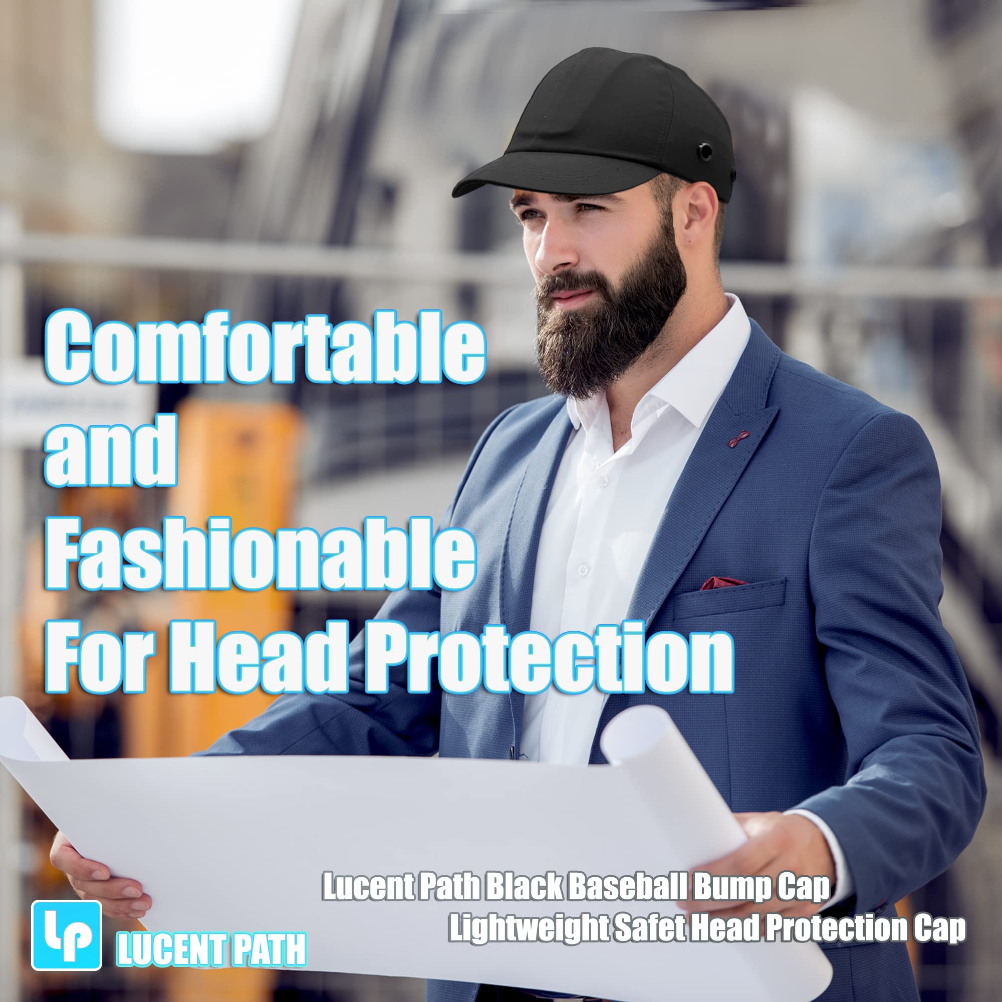 Ocean Blue Baseball Safety Bump Cap - OSHA Approved Hard Hat for Men & Women - Lightweight Head Protection for Construction, Warehouse & Outdoor Sports