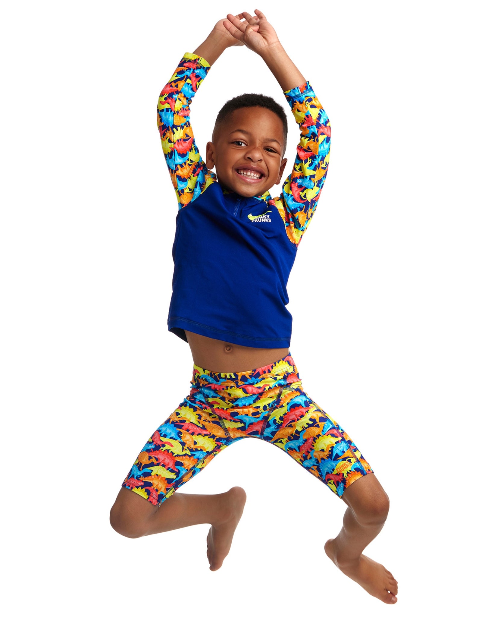 Toddler Boys Swimmasaurus Zippy Rash Guard Shirt - UPF 50+ Sun Protection, Quick Dry Swim Shirt for Boys 2-5 Years - Blue & Multi Color - Perfect for Beach, Pool & Water Play