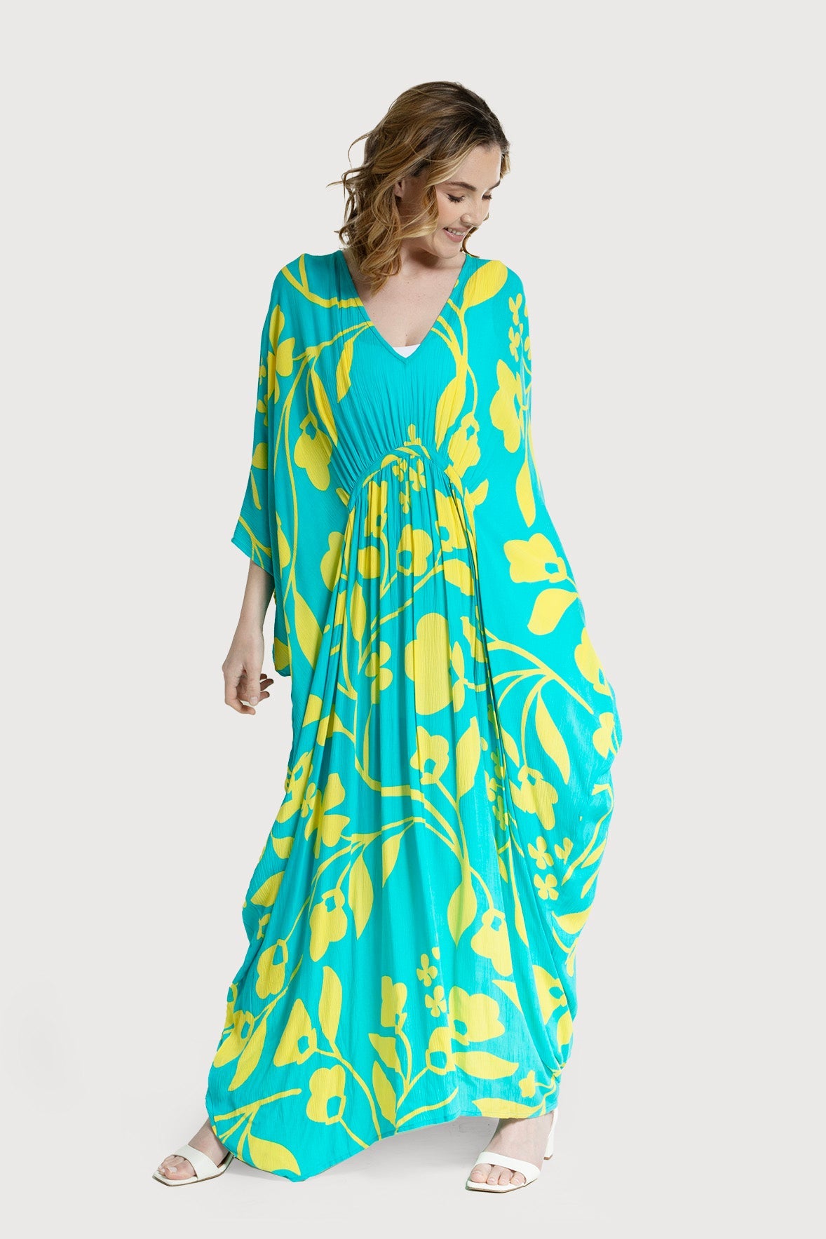 Stylish Floral Print Kaftan Maxi Dress for Women - Boho Beach Cover Up, Pool Party, Summer Vacation Outfit