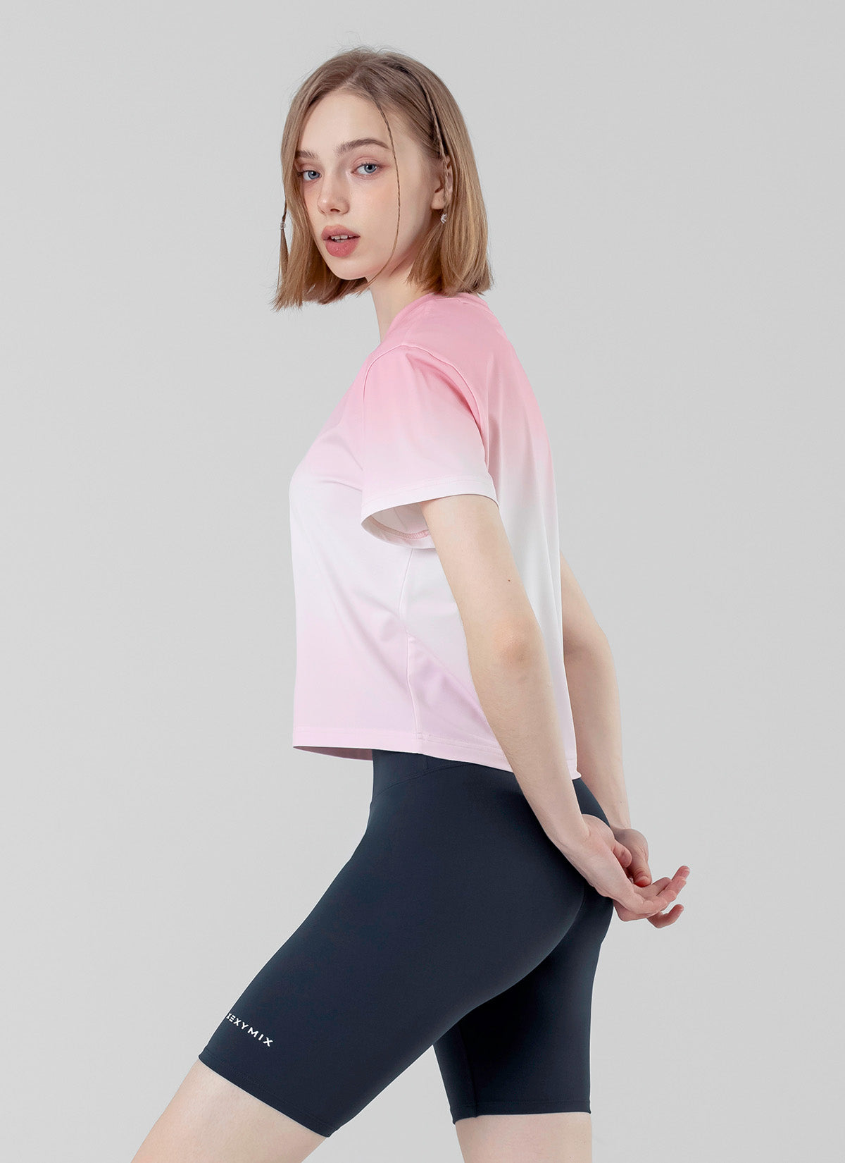 Stylish Ice Feather Ombre Crop Short Sleeve Top - Trendy Summer Fashion for Women | Perfect for Beach Outings, Music Festivals & Casual Wear