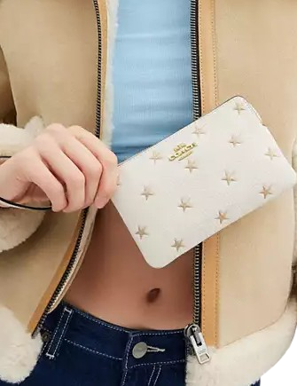 Coach Corner Zip Wristlet with Star Print - Stylish Crossbody Wallet for Women | Perfect for Everyday Use, Travel & Night Out