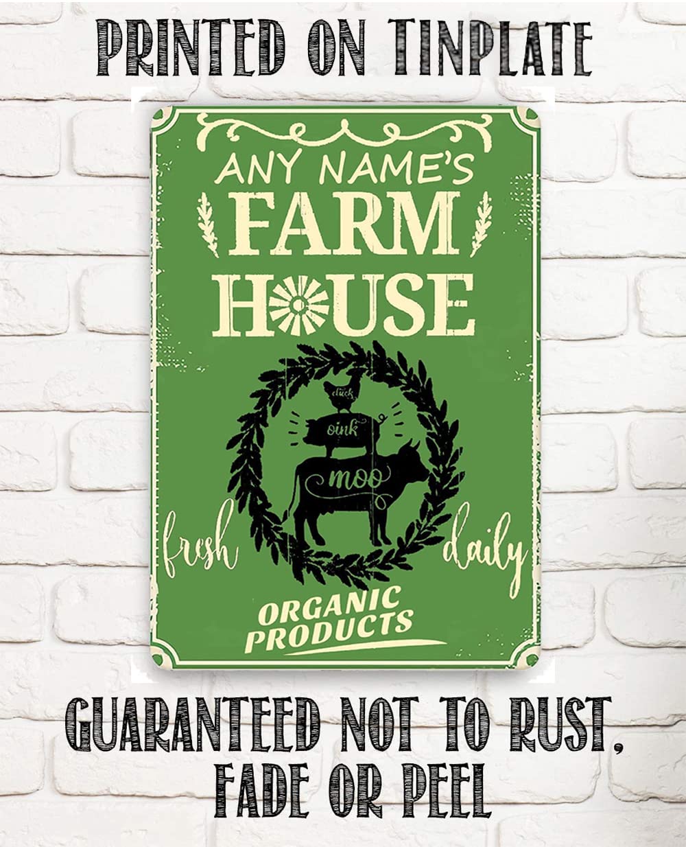Personalized Farmhouse Sign - Fresh Daily Chicken Cow Pig Plaque - Rustic Kitchen & Backyard Decor - Perfect for Farmhouse, Chicken Coop & Country Home Décor