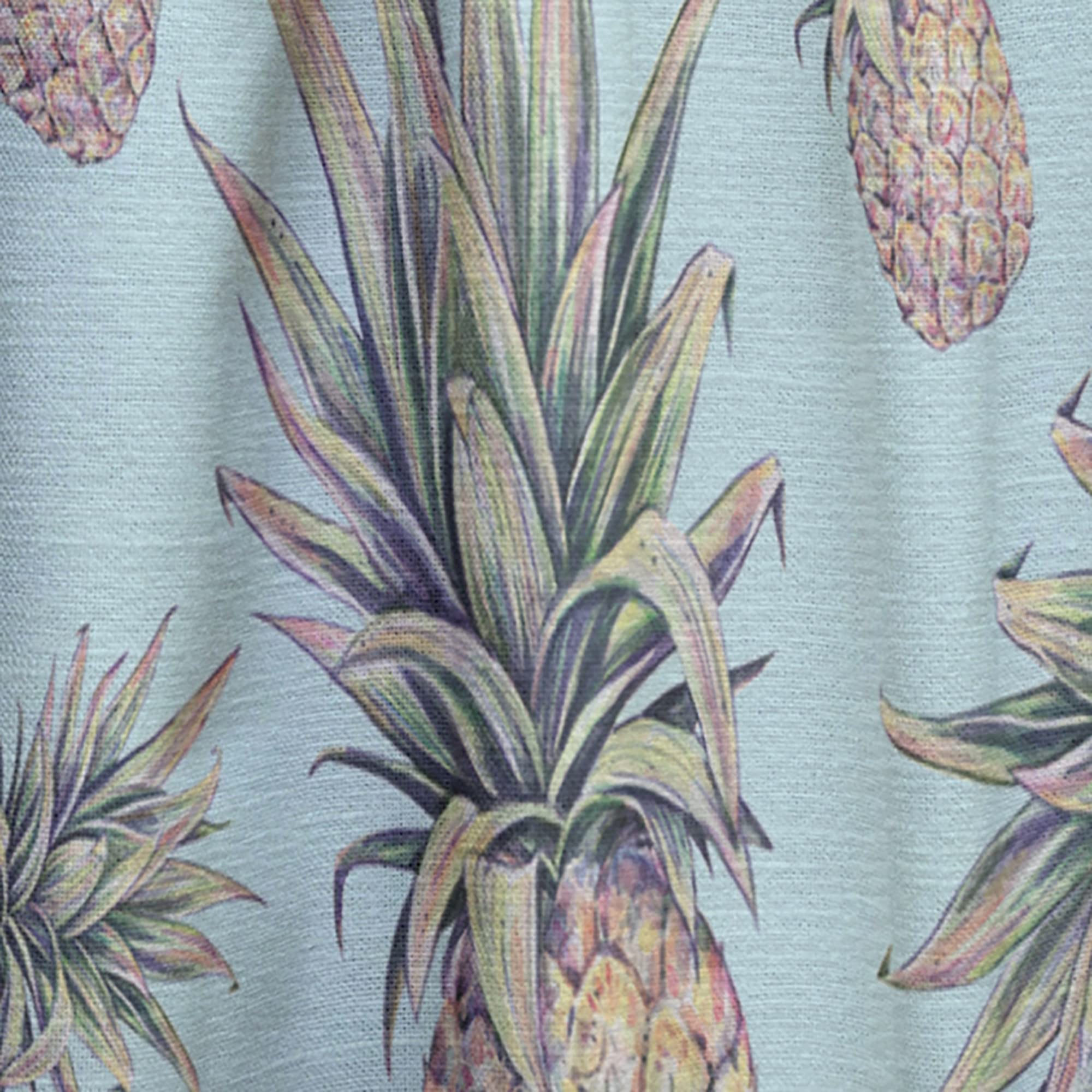 DesignQ Thermal Insulated Curtains - Light Blue Pineapple Print - 52x108 Inch Single Panel for Bedroom & Living Room | Blackout Drapes for Home Decor & Sun Protection
