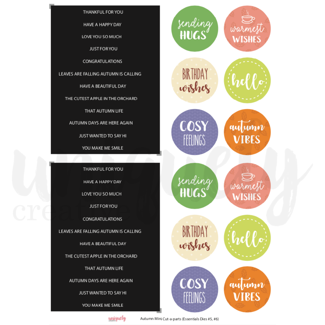 Autumn Mini Cut Apart Sheet - DIY Scrapbooking, Card Making & Fall Craft Supplies for Seasonal Projects