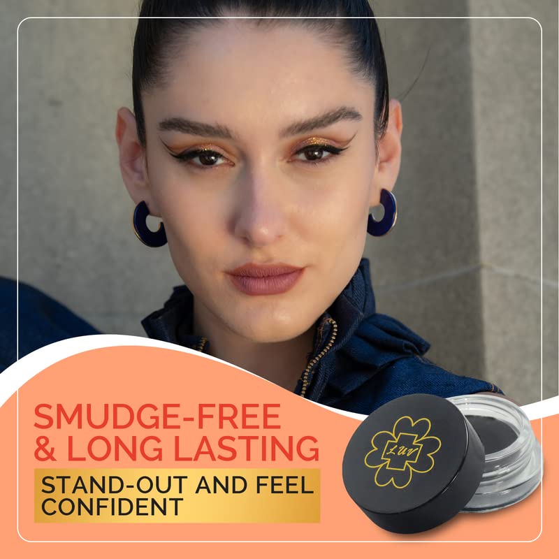 Vegan Black Gel Eyeliner - 3g Smudge Proof & Long Lasting | 70% Organic, Gluten Free, Paraben Free | Fast Drying & Eco-Friendly Formula | Perfect for Everyday Makeup, Parties & Professional Looks