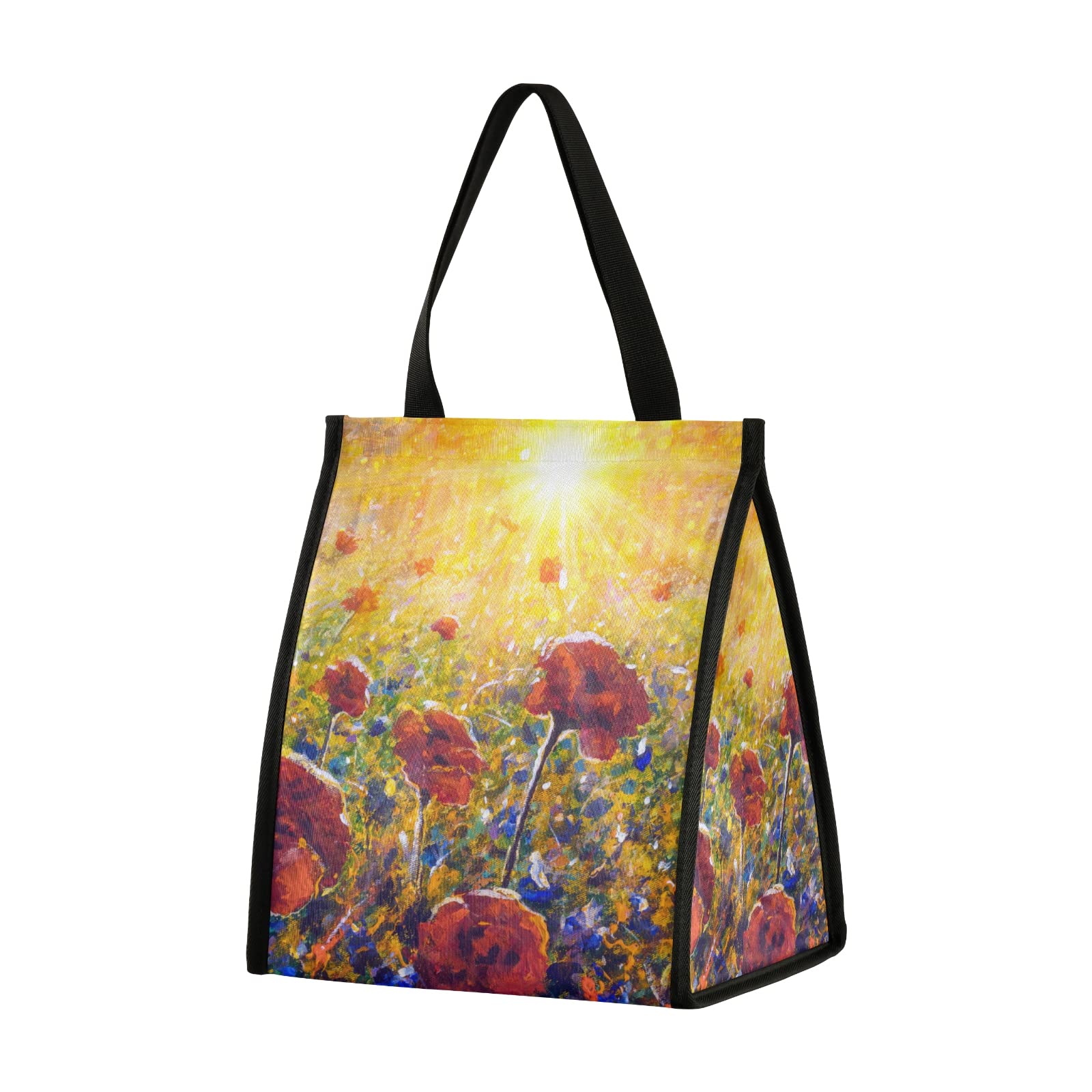 Monet Poppy Flower Insulated Lunch Bag for Women & Teens - Waterproof Reusable Lunch Tote for Work, School, Travel & Picnics | Keep Food Fresh for Hours | Perfect for Office, Commuting & Outdoor Activities