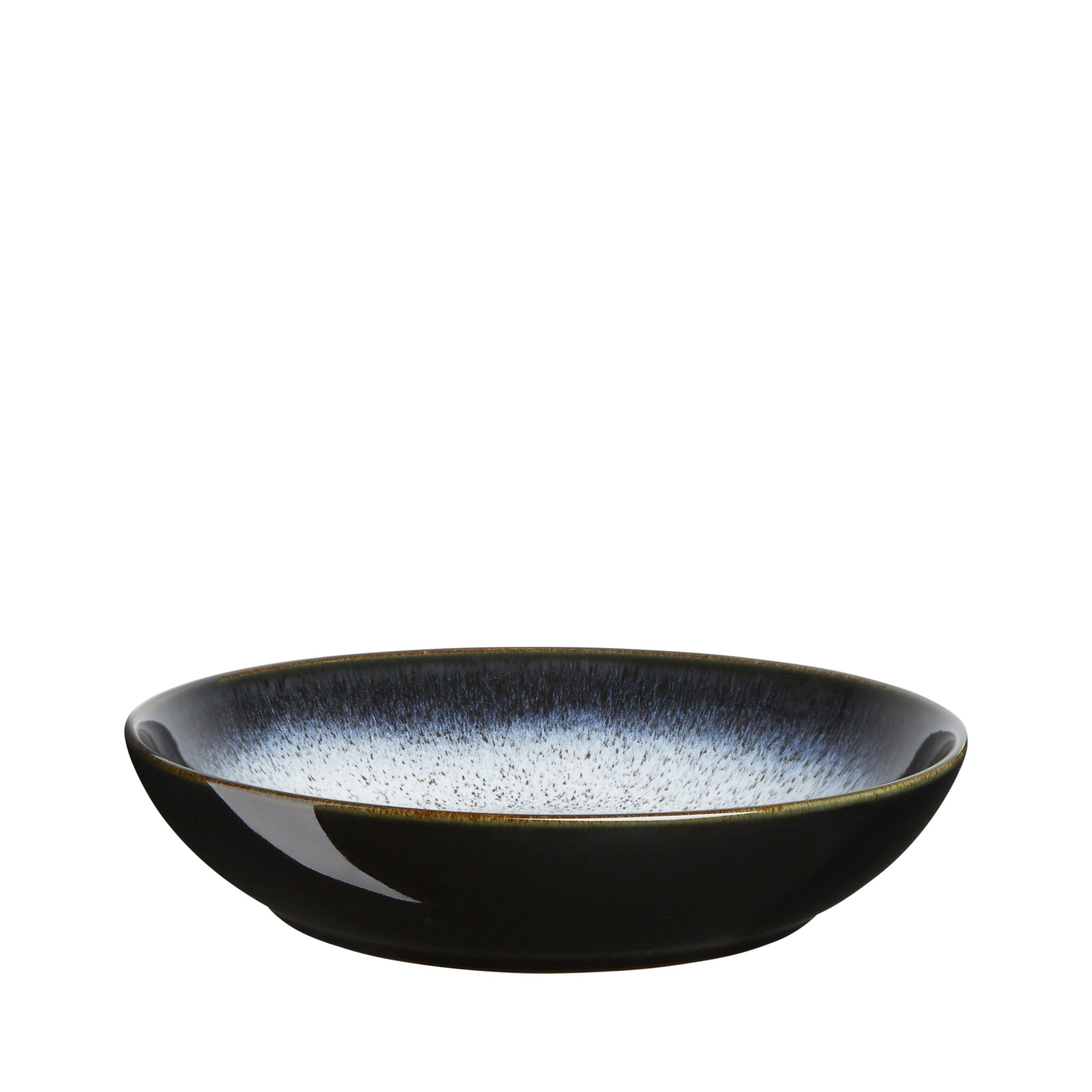 Denby Halo Pasta Bowls Set of 2 - 1050ml Black & Grey Ceramic Stoneware - Dishwasher & Microwave Safe - Chip & Crack Resistant - Perfect for Italian Pasta, Salads, Soups & Home Dining