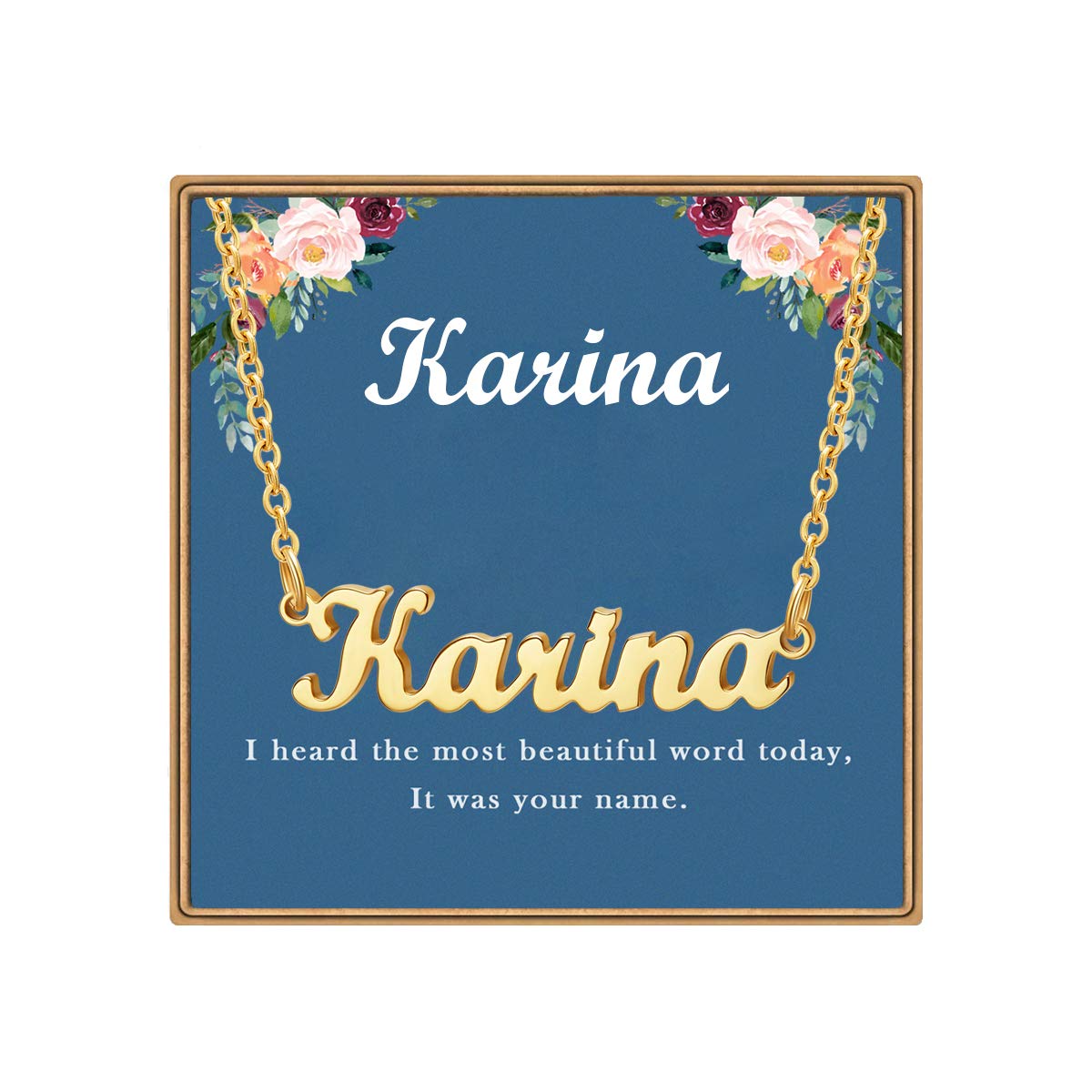 Ldurian Personalized Name Necklace - Custom 14K Gold Plated Dainty Name Plate Necklace for Women & Teen Girls | Birthday Gift, Everyday Wear Jewelry for Special Occasions & Fashion Accessories