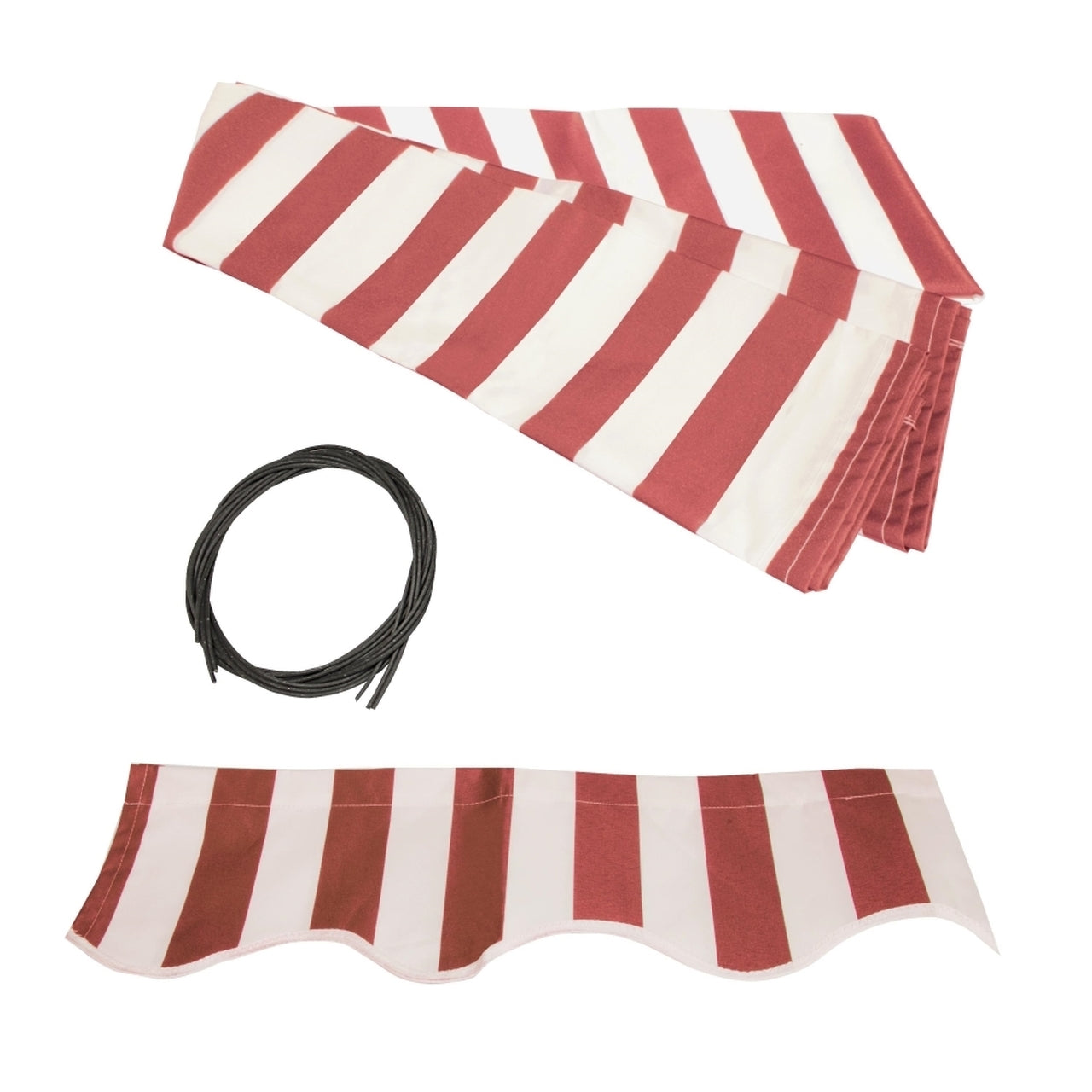 ALEKO 10x8 Feet Half Cassette Motorized Retractable LED Patio Awning - Red & White Stripes for Outdoor Shade & Luxury Backyard Relaxation