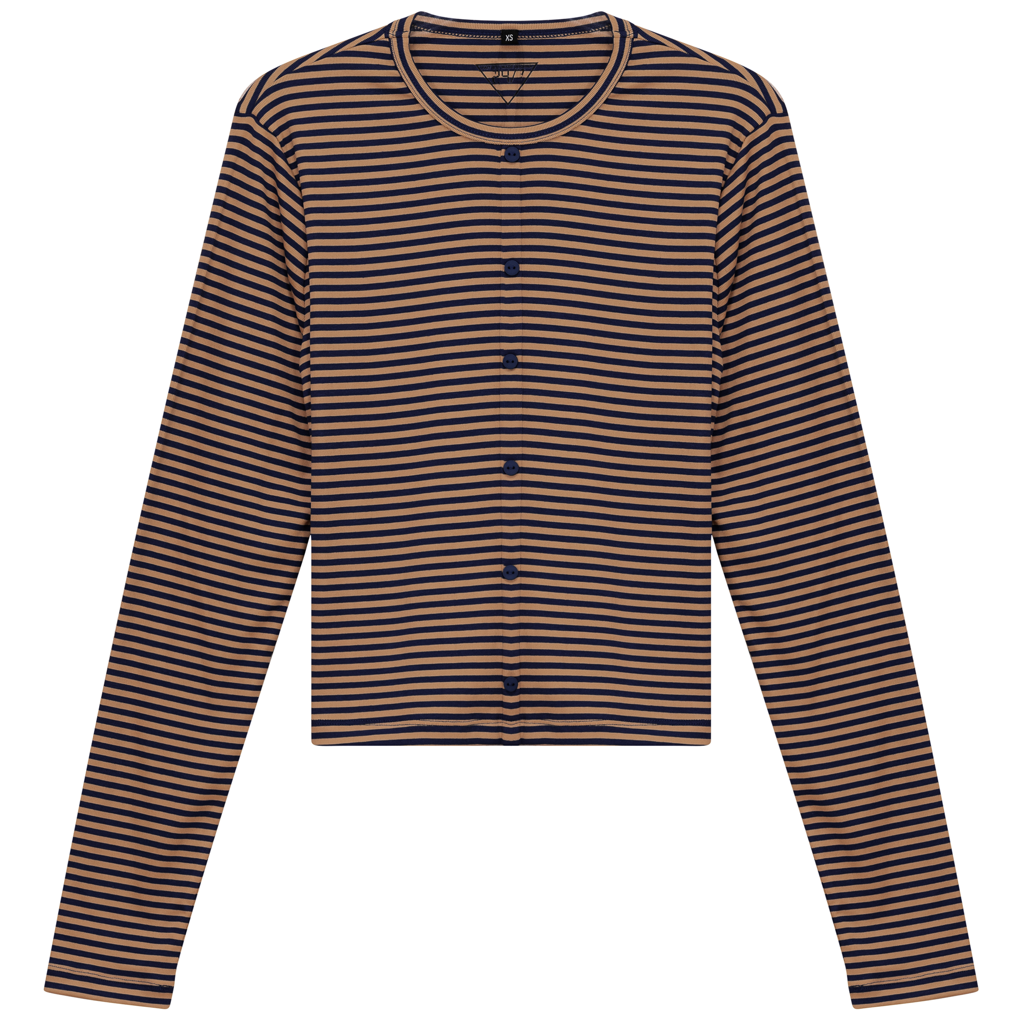 Cropped Striped Cardigan Tee - Women's Casual Long Sleeve Knit Top for Fall & Winter | Perfect for Layering, Office Wear & Coffee Dates
