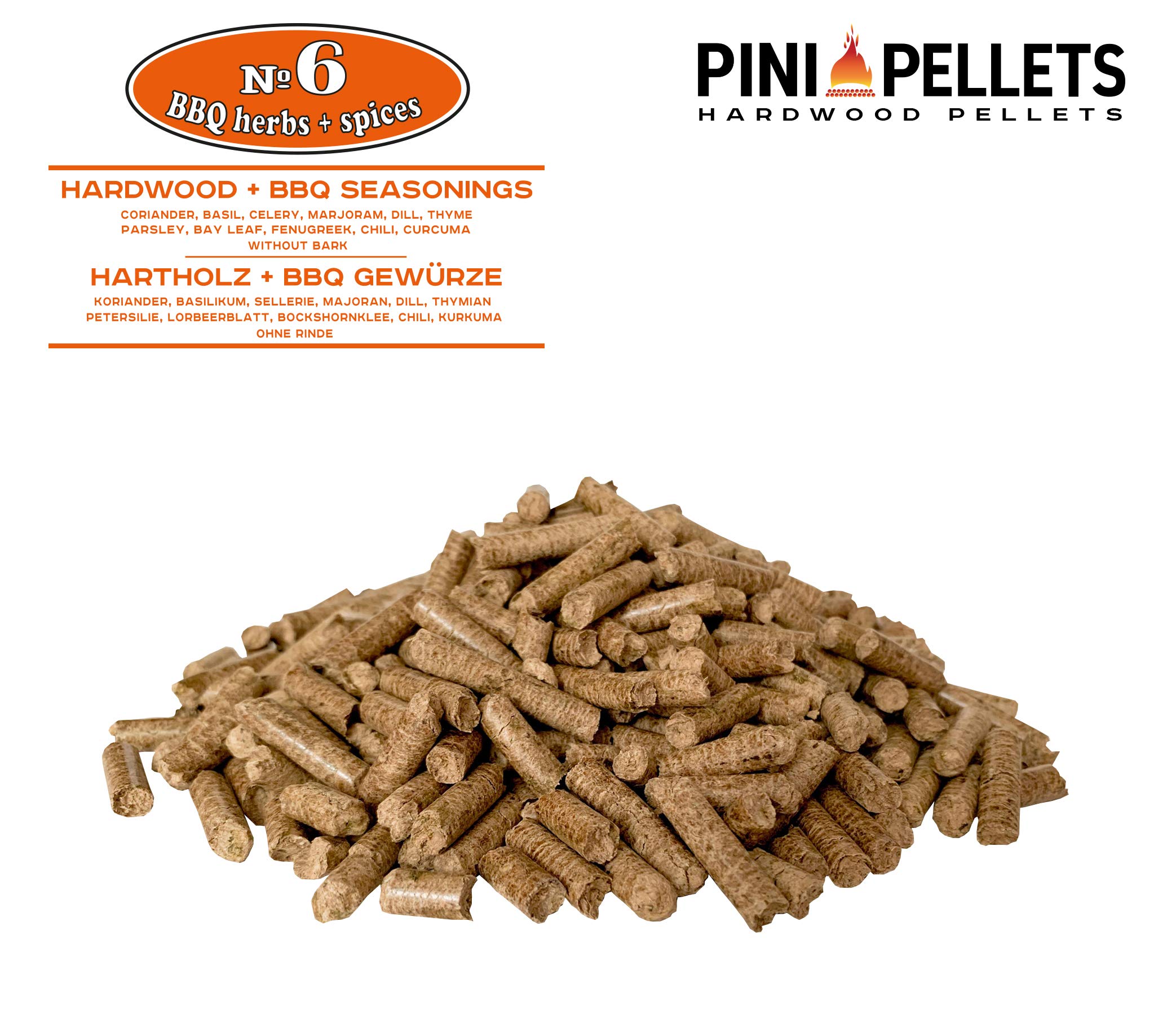 Premium Hardwood BBQ Pellets №6 with Herbs & Spices - Ideal for Grilling, Smoking, and Wood-Fired Pizza Ovens - Perfect for Backyard BBQs, Camping, and Outdoor Cooking