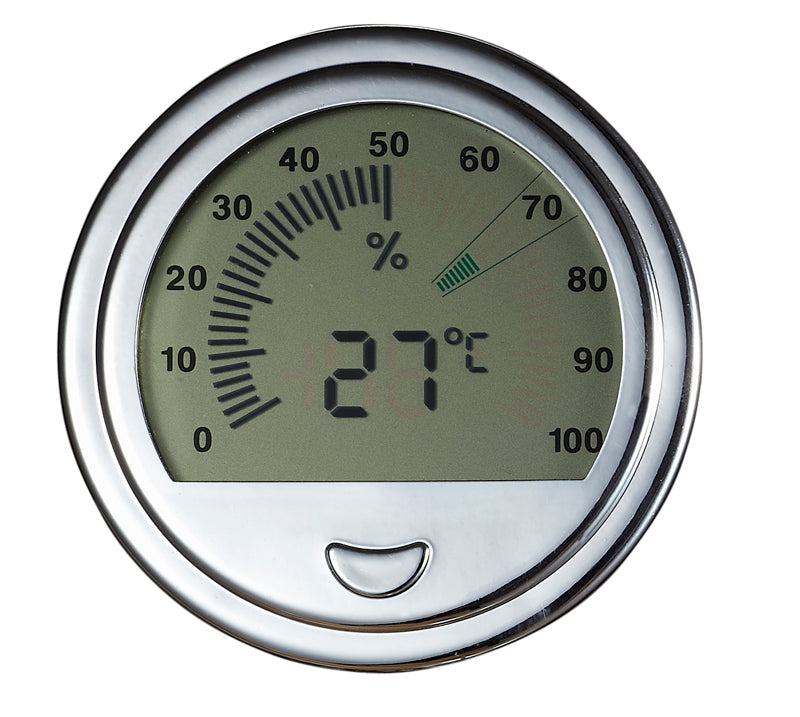 Visol Modern Large Circular Digital Hygrometer - Accurate Indoor Humidity & Temperature Monitor for Home, Office, Nursery, Greenhouse | Easy-to-Read Display | Wall Mountable