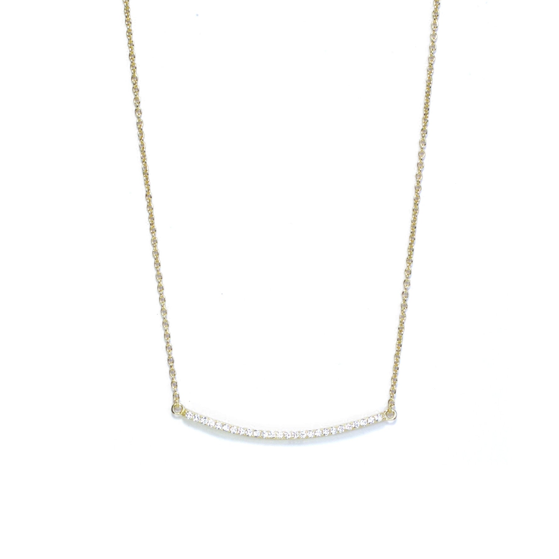 Pave Curved Bar Necklace for Women - Elegant Gold Layered Pendant Necklace for Everyday Wear, Gift for Her, Valentine's Day, Anniversary
