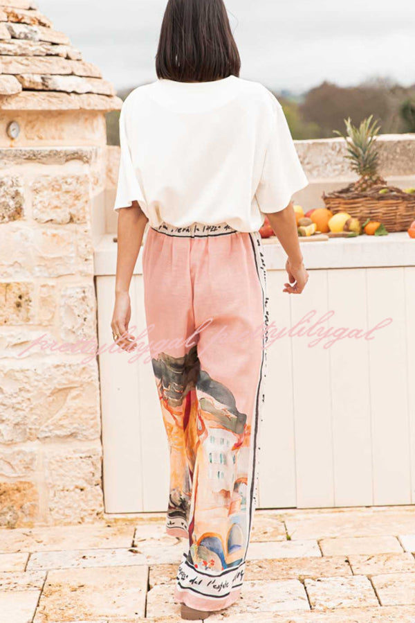 Stylish Printed Elastic Waist Wide Leg Pants for Women - Comfortable Vacation & Casual Wear - Perfect for Beach, Travel, and Everyday Outfits