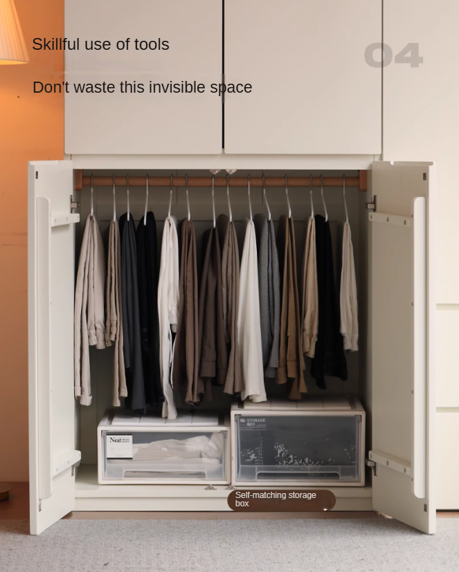 Pine Solid Wood Sectional Large Wardrobe - Cream Style Modern Closet for Bedroom & Living Room Storage Organization