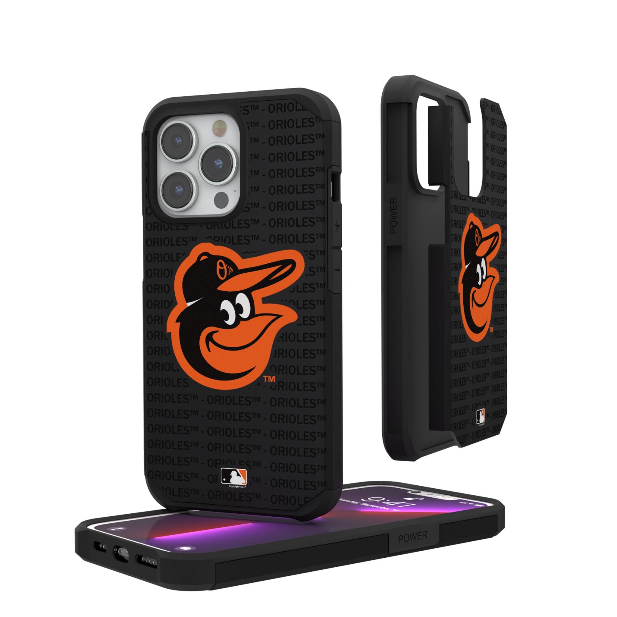 Baltimore Orioles Text Backdrop Rugged Phone Case - Durable Protective Cover for iPhone & Android - Perfect for Baseball Fans & Outdoor Activities
