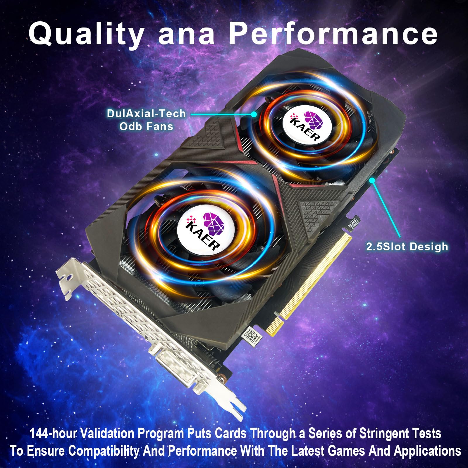KAER Gaming GeForce RTX 2060 6GB GDDR6 192-Bit Graphics Card with Ray Tracing, Dual Fan Cooling, HDMI/DP/DVI Ports, 1680MHz Boost Clock - Perfect for 1080p Gaming, VR, and Content Creation