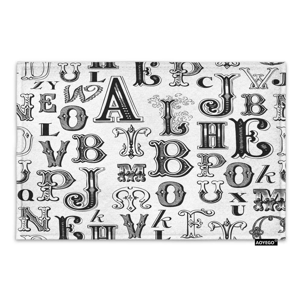 Vintage Alphabet Letter Typography Doormat 30x18 Inch - Non-Slip Indoor Front Door Mat for Home, Bathroom, Office - Fun Nostalgic Decor for Entryway & Welcome Guests
