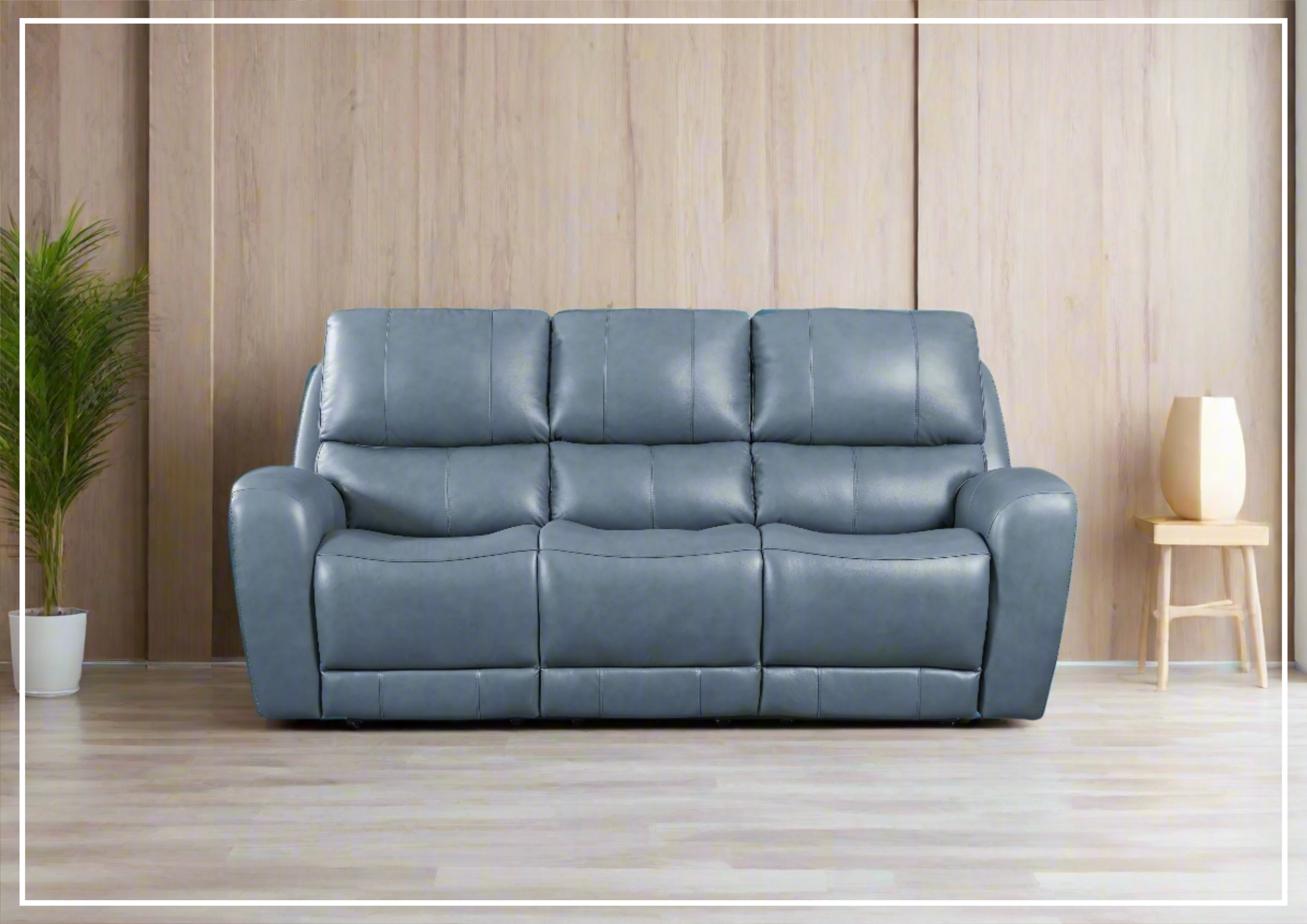 Gio Italia Home Bristol Power Reclining Leather 3-Seater Sofa in Blue - Modern Living Room Furniture for Relaxation & Entertainment