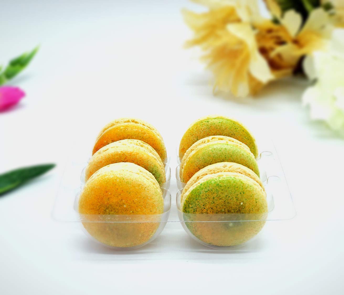 6 Pack Gluten Free French Pineapple Apricot Macarons - Delicate Almond Cookies for Parties, Gifts & Afternoon Tea