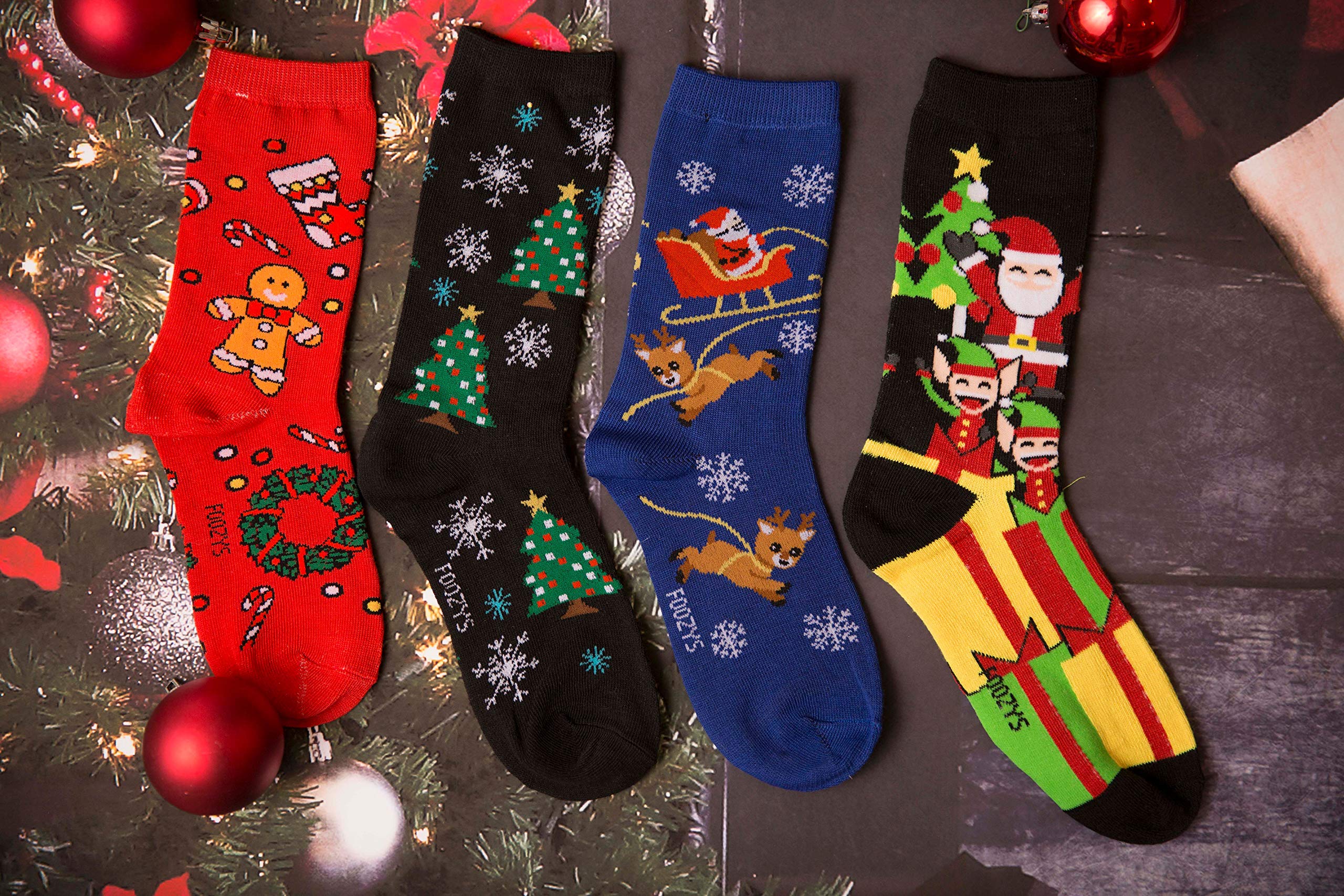 Foozys Women's Holiday Crew Socks - Christmas Novelty Socks for Women - 2 Pairs Pack - Cozy & Festive Winter Socks for Gifts, Parties & Casual Wear
