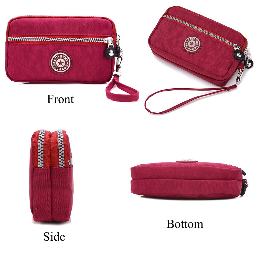 Waterproof Nylon Wristlet Bag with Dual Zipper - Slim Clutch Purse for Women, Phone Wallet with Card Slots & Money Pocket | Perfect for Travel, Shopping & Daily Essentials