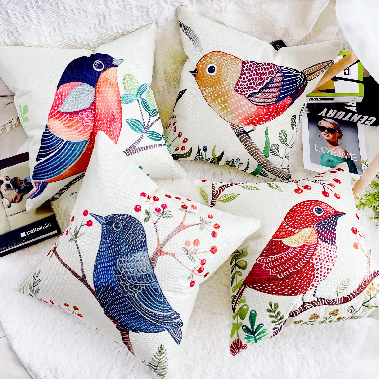 Waterproof Outdoor Pillow Covers 18x18 Inch - Set of 4 for Patio, Garden & Sofa Decor