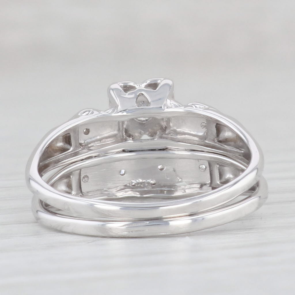 0.11ctw Diamond Engagement Ring & Wedding Band Set in 14K White Gold, Size 8.5 - Perfect for Proposals, Anniversaries & Bridal Jewelry Gifts