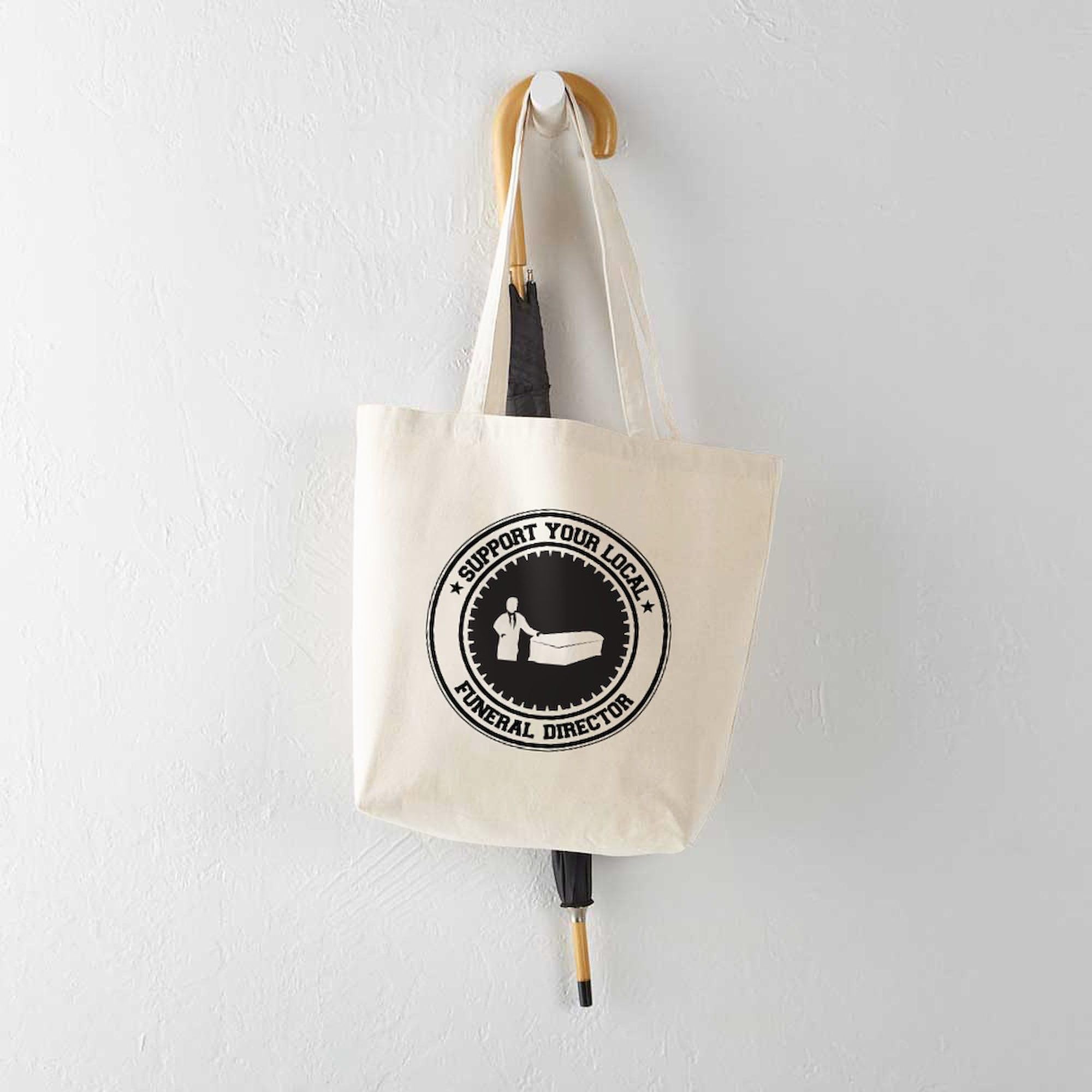 Funeral Director Tote Bag - Natural Canvas Reusable Shopping Bag for Professionals | Funeral Home, Memorial Services & Daily Use