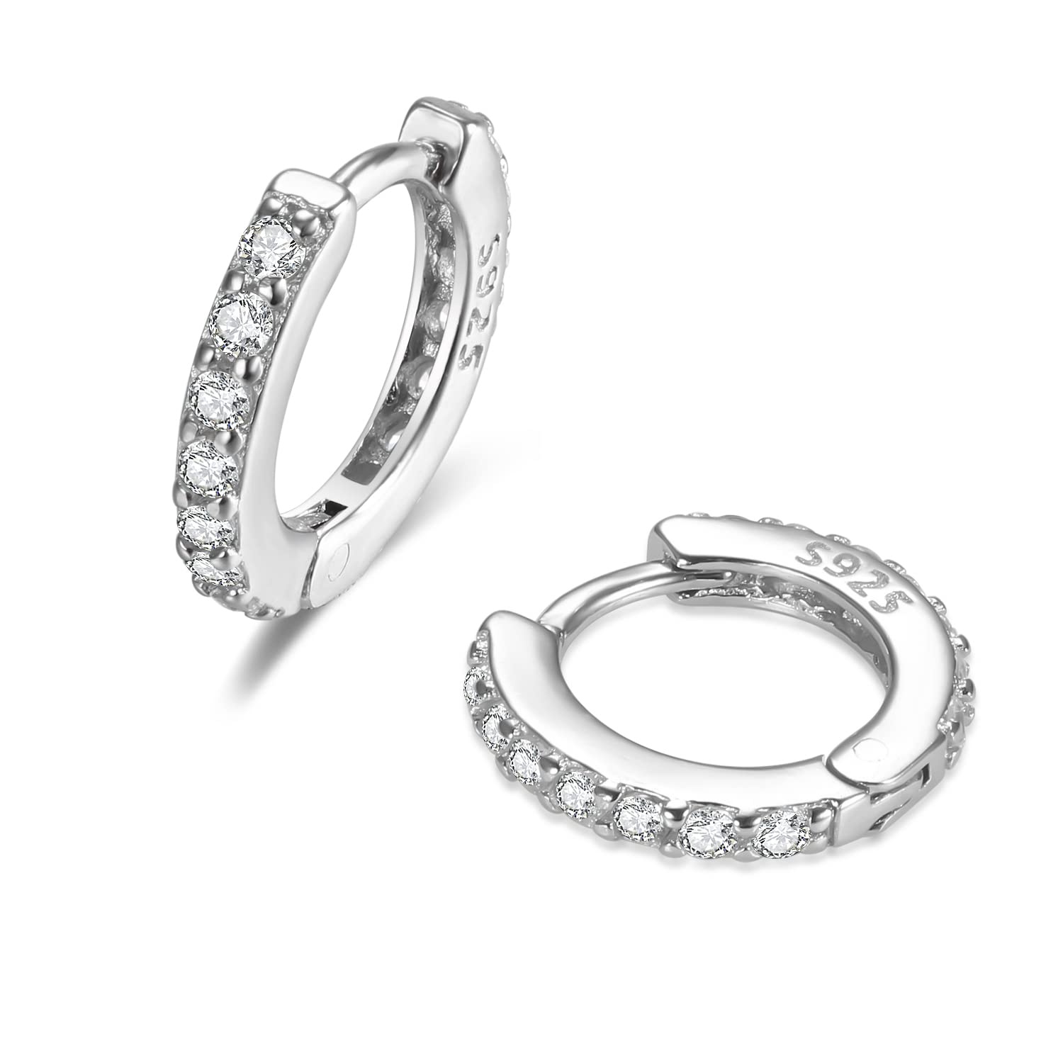 Small CZ Huggie Hoop Earrings for Women & Girls - Dainty Lightweight 925 Sterling Silver Hypoallergenic Everyday Earrings | Perfect for Work, Date Night & Casual Wear