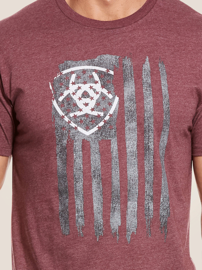 Ariat Men's Vertical Flag T-Shirt - Burgundy Heather | Comfortable & Stylish Casual Wear for Outdoor Activities & Everyday Use