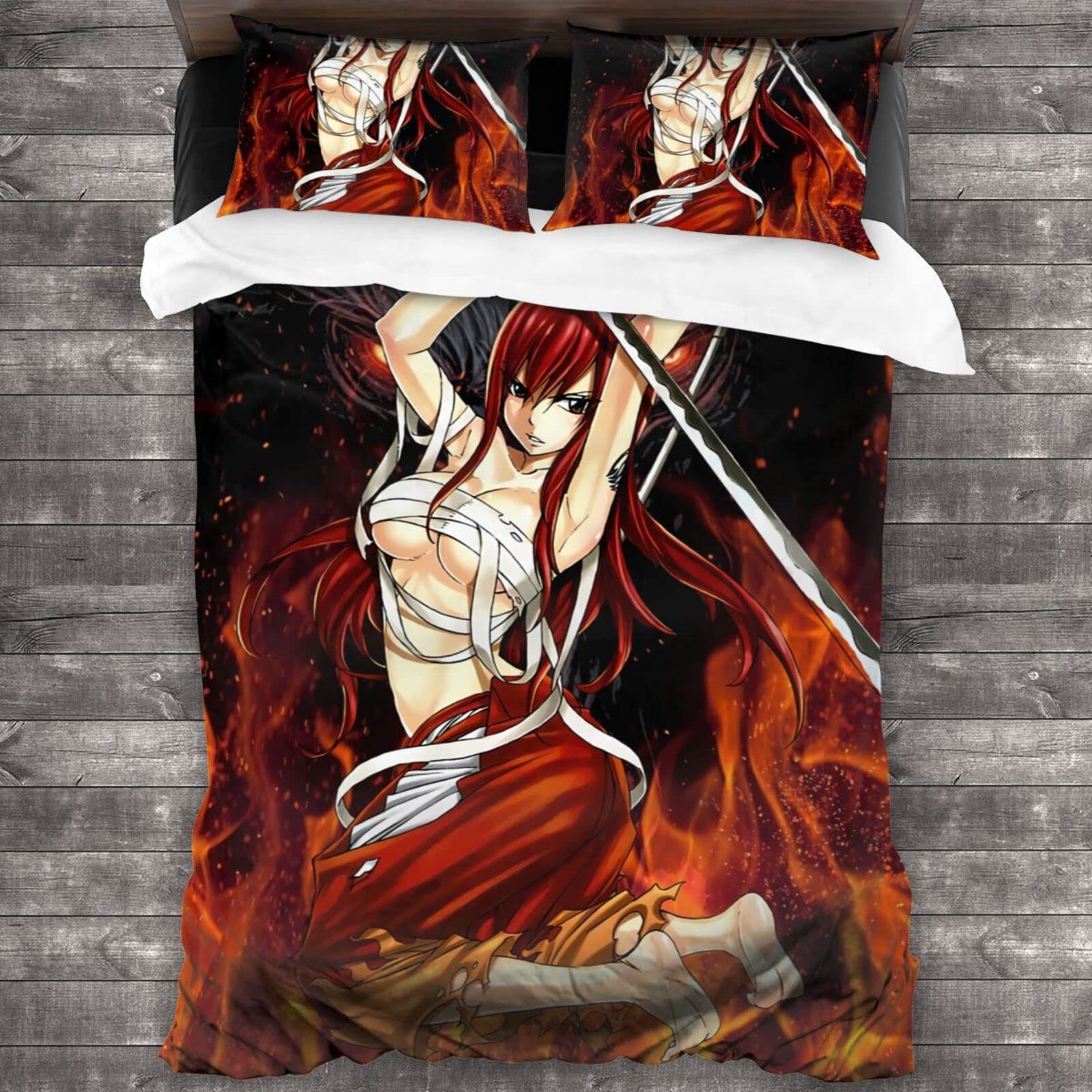 Fairy Tail Anime Bedding Set - Full Size 3-Piece Bedroom Decor for Kids, Boys & Girls (1 Duvet Cover + 2 Pillowcases, No Comforter) | Perfect for Anime Fans' Bedroom, Sleepovers & Themed Room Decor