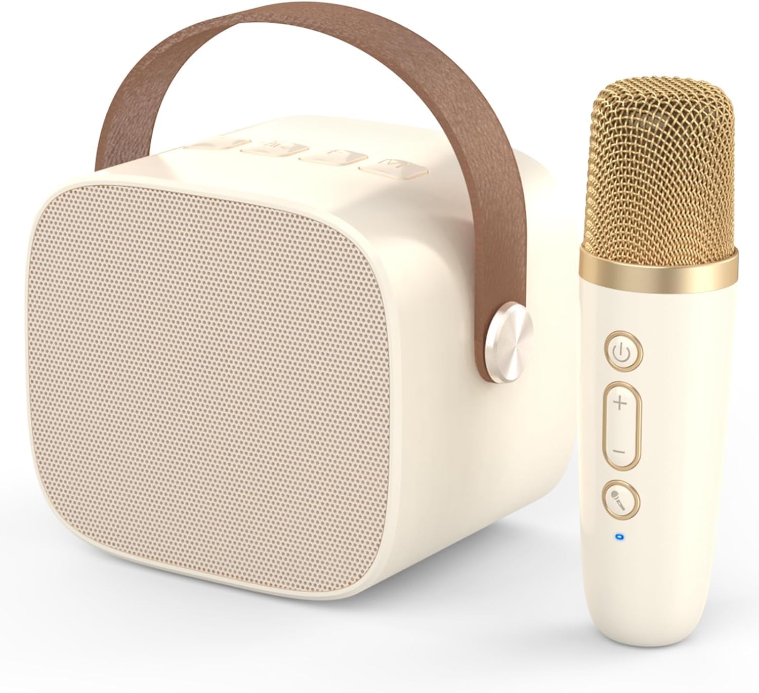 Portable Mini Karaoke Machine with Microphone - Fun Singing Toy for Kids Ages 4-12, Boys & Girls Birthday/Christmas Gift - Perfect for Home Parties, Travel & Family Entertainment (Beige, 1 Mic)