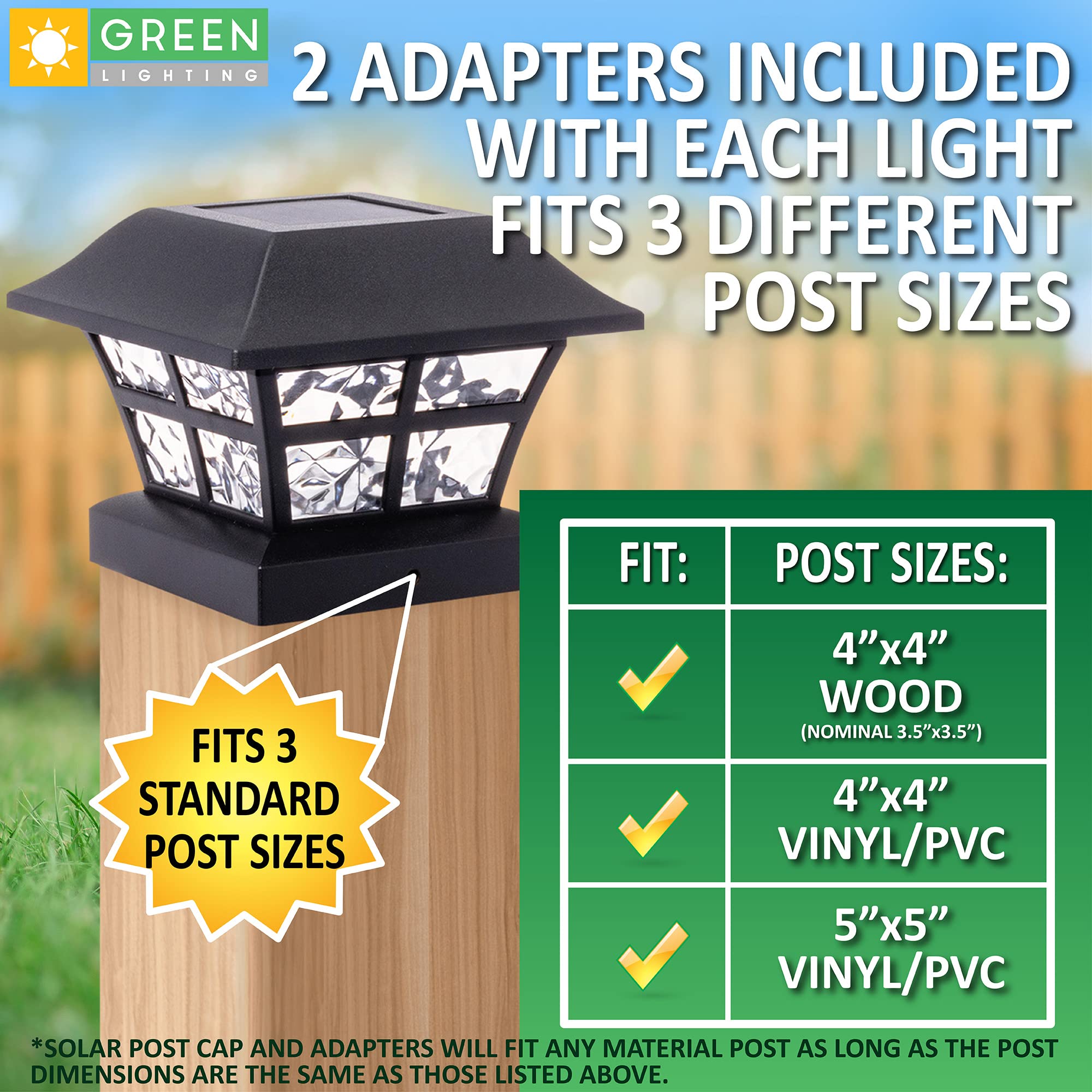 GreenLighting Evolve Black Solar Post Cap Lights - 12 Pack Waterproof 4x4 & 5x5 Outdoor Solar Fence Post Lights for Vinyl/PVC Posts - Energy-Efficient Landscape Lighting for Patio, Deck, Garden, and Driveway