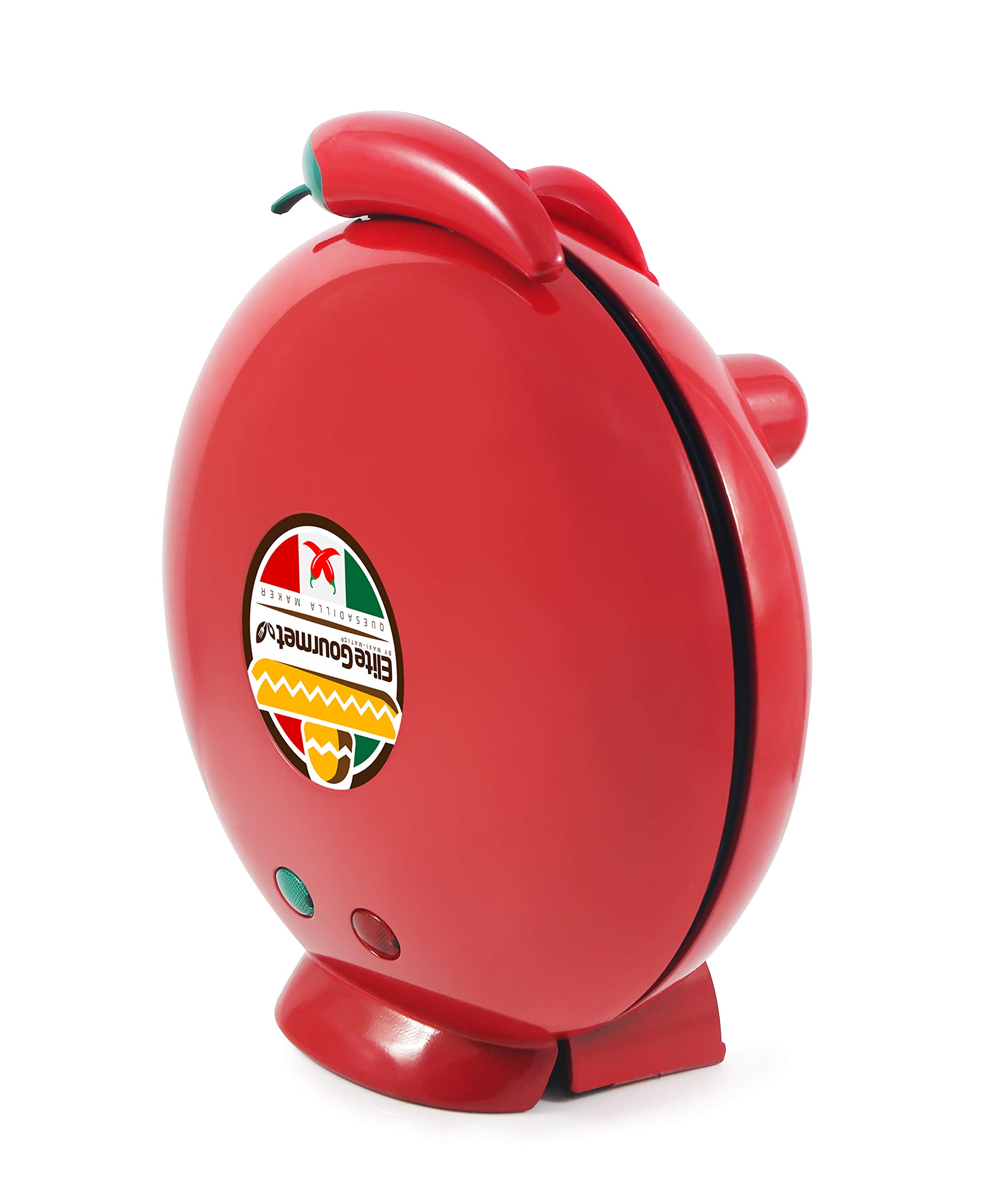 Elite Gourmet EQD-413 Electric 8-Inch Non-Stick Quesadilla Maker with Easy-Slice 6-Wedge Design - Perfect for Grilled Cheese, Corn Tortillas & Snacks (Red) - Ideal for Quick Meals, Parties & Family Gatherings
