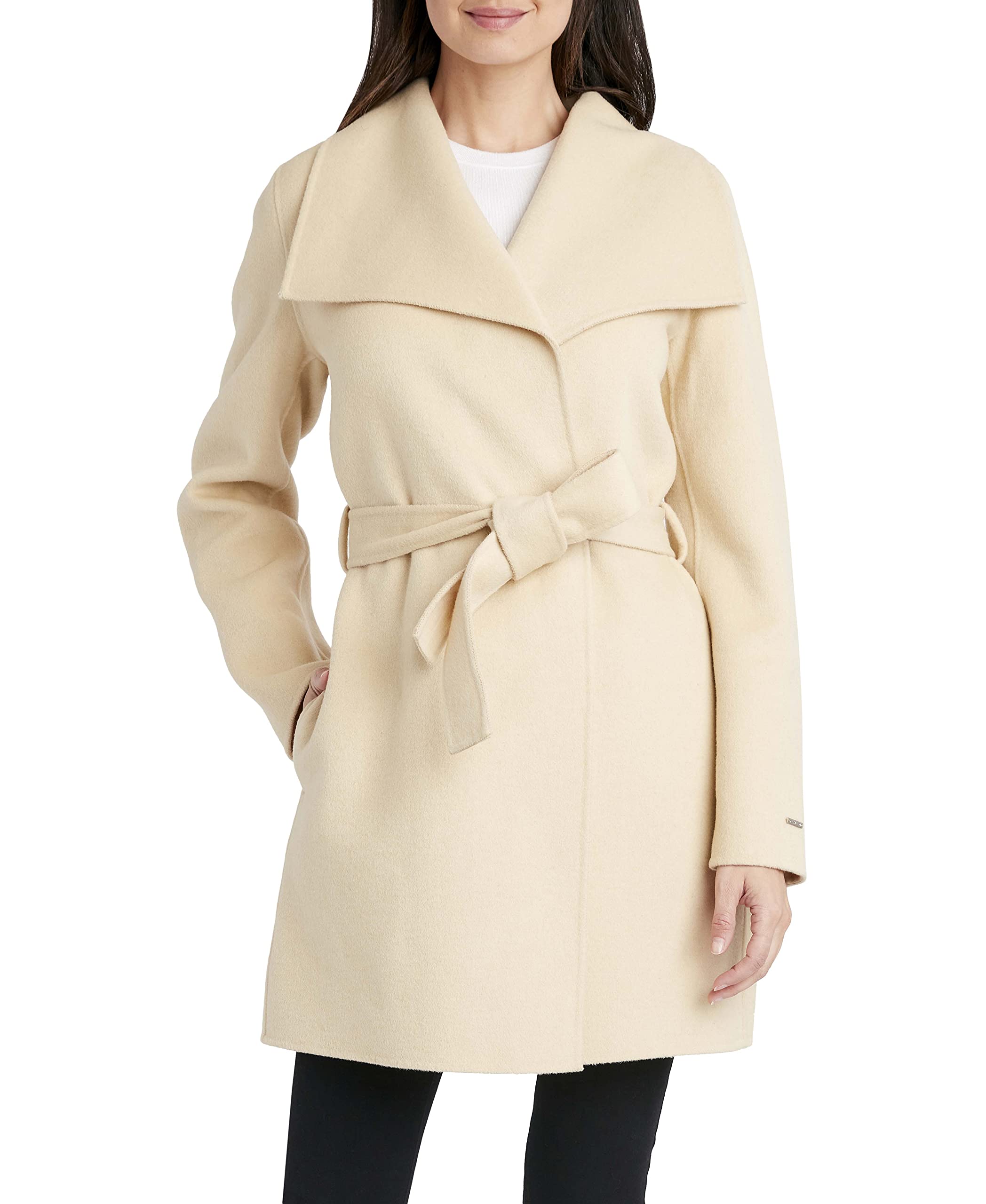 Tahari Women's Ella Wool Blend Open Front Wrap Coat - Stylish Winter Outerwear for Work, Date Night & Casual Outings