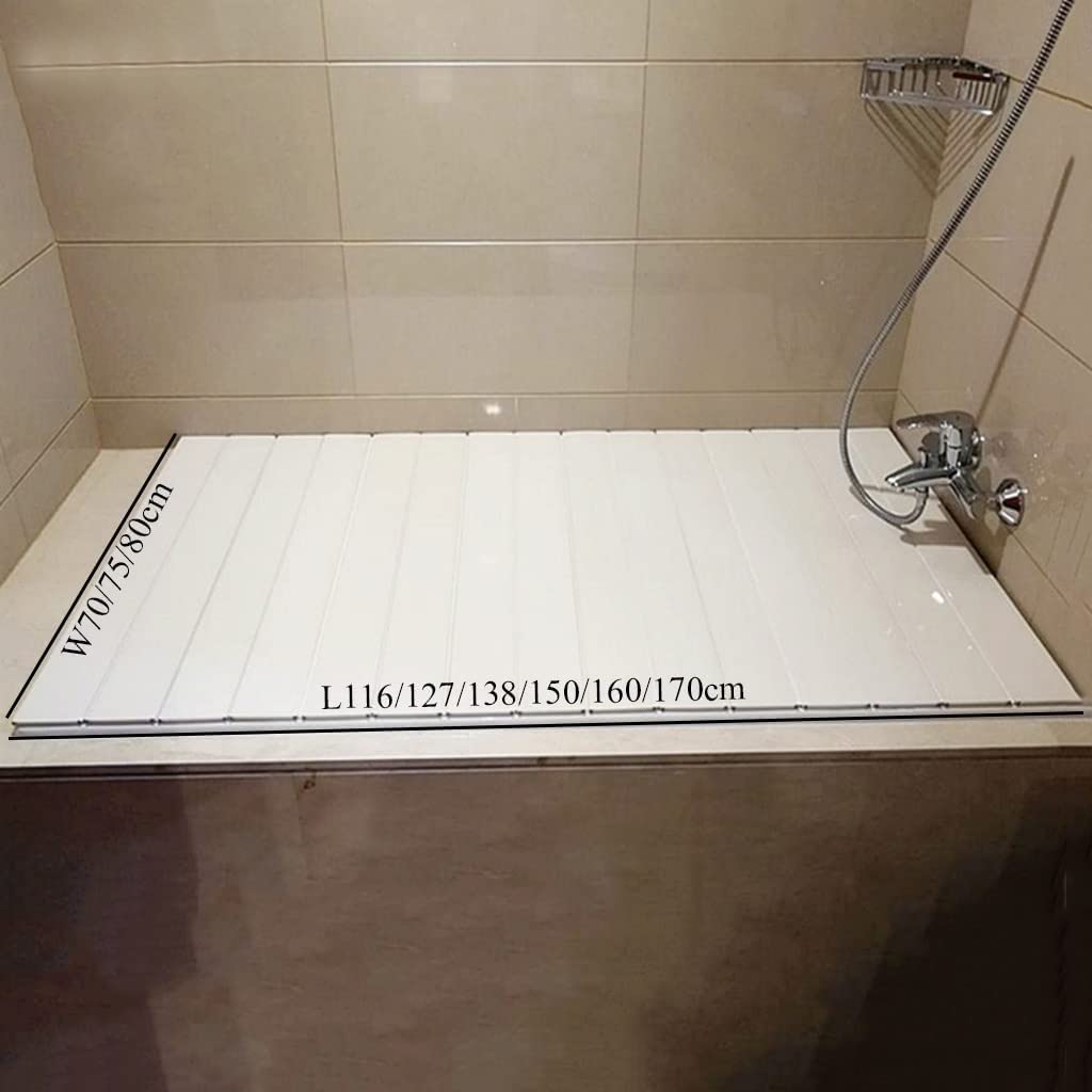 Foldable PVC Bathtub Cover Tray - White Bath Lid for Home Spa & Bathroom Storage (160cm x 75cm) | Perfect for Relaxing Baths, Reading & Organizing Bath Essentials
