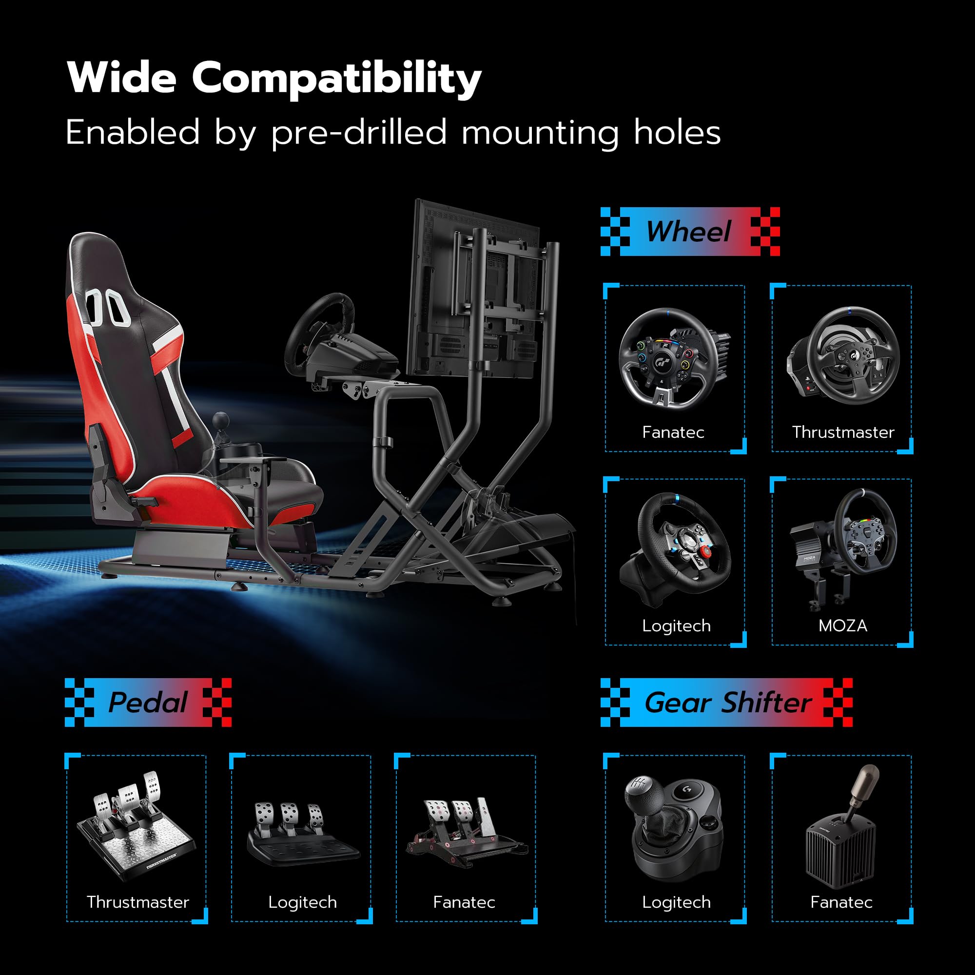 ARES WING Racing Simulator Cockpit with Adjustable Monitor Mount & Seat - Formula & GT Style Sim Racing Rig Compatible with Fanatec, Thrustmaster, Logitech, Moza - Works with PS5, PS4, Xbox & PC - Perfect for Home Racing, Esports Training & Immersive Gaming Experience