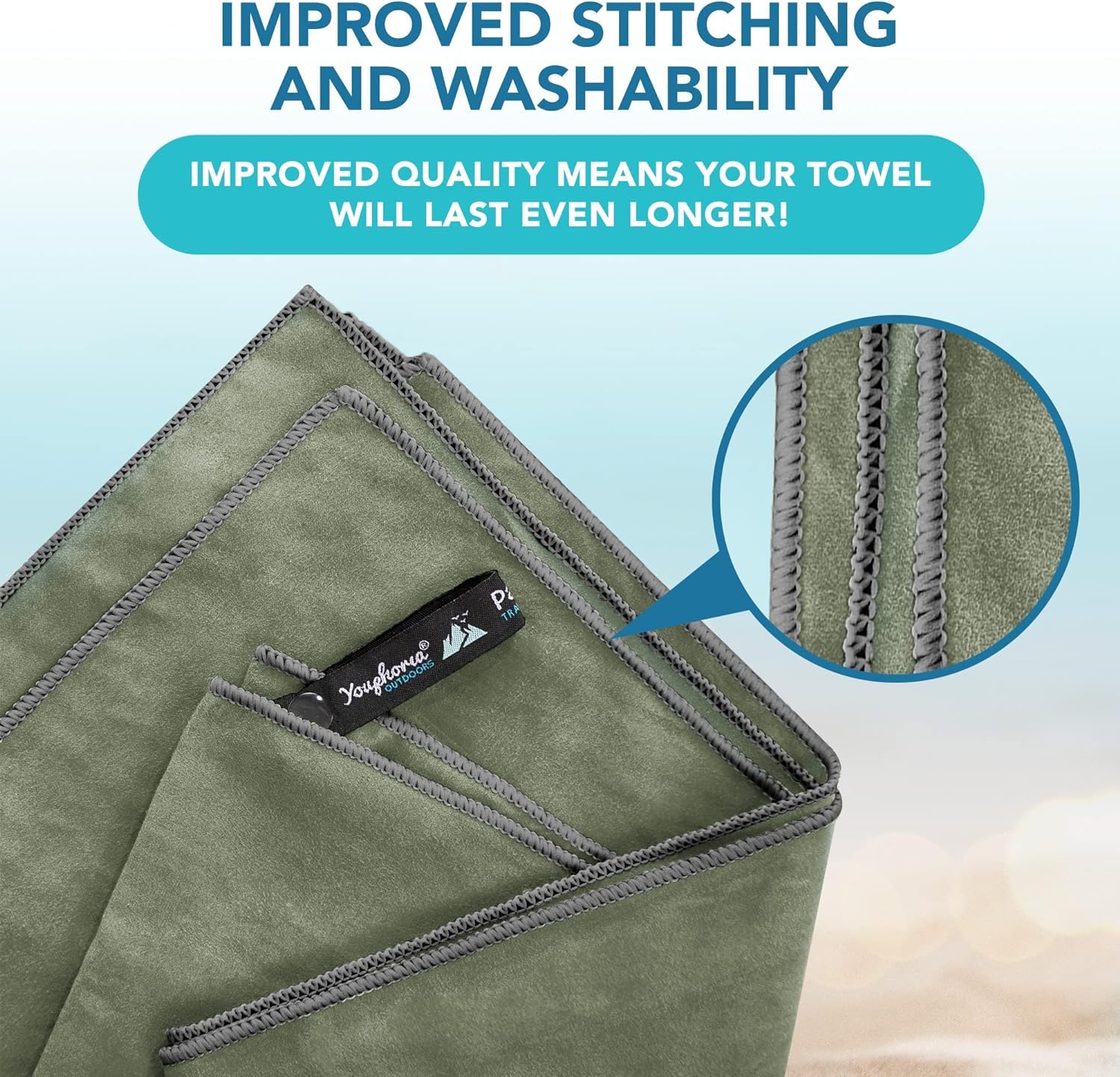 Youphoria Microfiber Travel Towel - Ultra Lightweight & Fast Drying Quick Dry Towel for Camping, Beach, Backpacking, Hiking, Gym & Yoga | Perfect for Outdoor Adventures & Travel Essentials