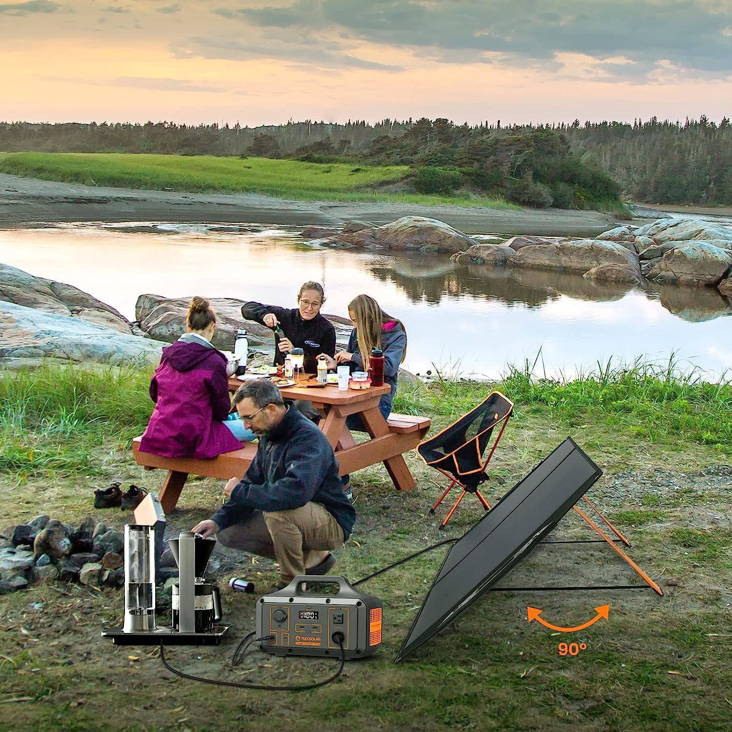 100W Foldable Solar Panel Charger Kit with 20-28V DC Output for Jackery/Rockpals Power Stations - Portable Solar Generator with USB-A, USB-C & QC 3.0 for Outdoor Emergencies, Camping, Van Life & Off-Grid Power
