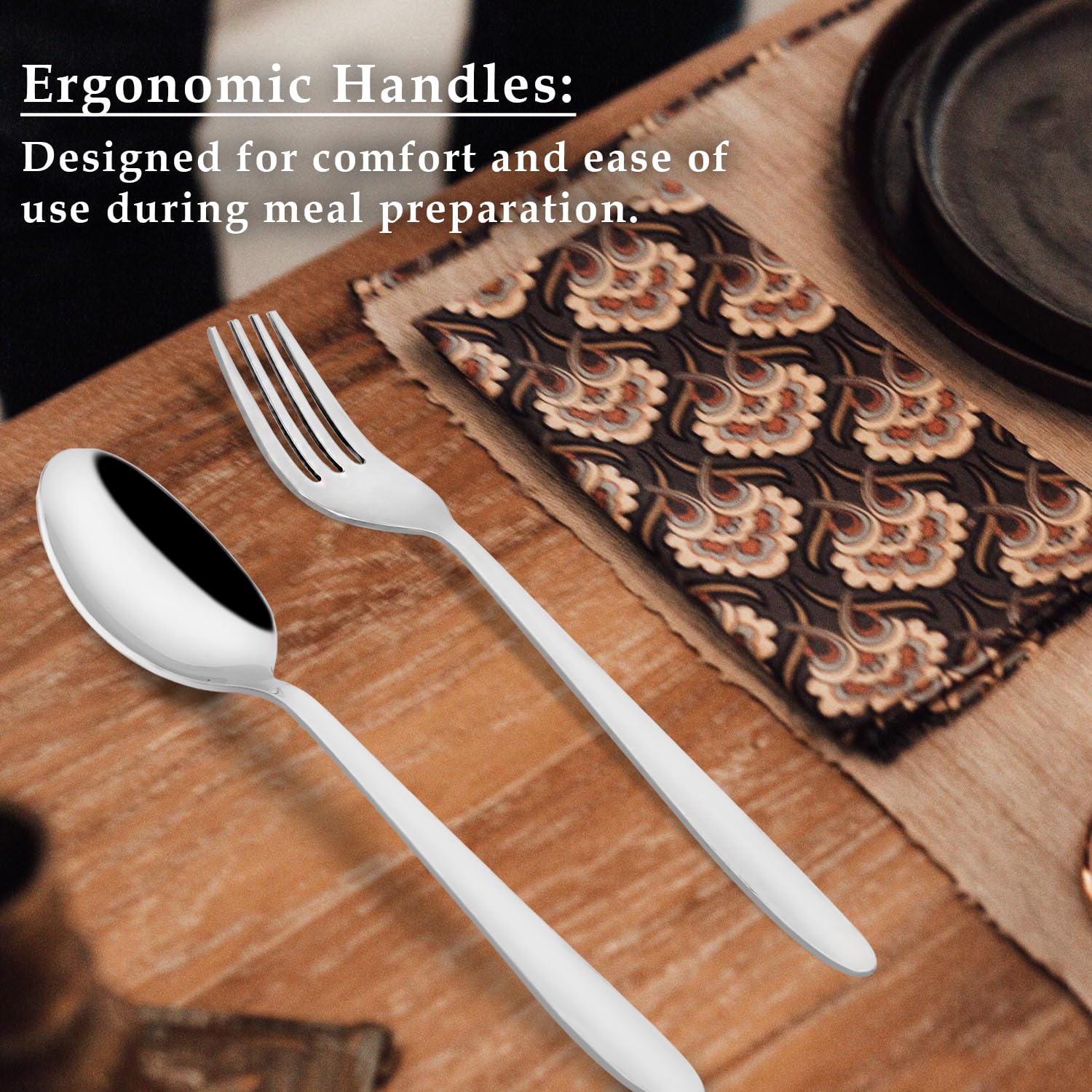 12-Piece Stainless Steel Tea Spoon & Fork Set - 6 Spoons & 6 Forks for Coffee, Sugar, Condiments & Spices - Elegant Silver Dining Cutlery (Sigma Design) - Perfect for Tea Parties, Coffee Breaks & Table Setting
