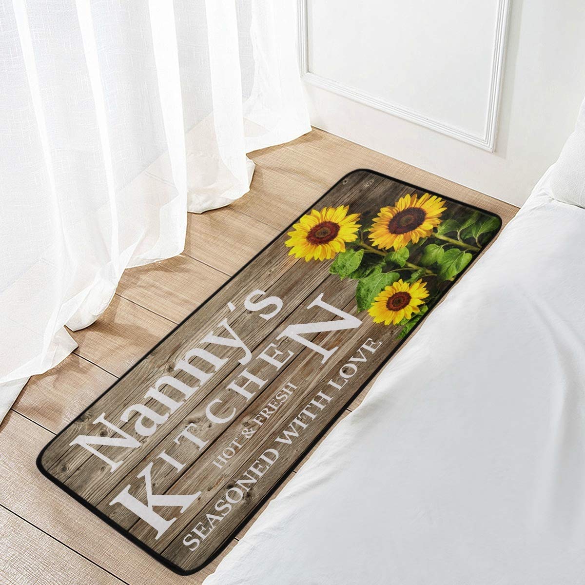 Emelivor Washable Sunflower Kitchen Rug – Non-Slip Anti-Fatigue Floor Mat for Comfortable Standing, Perfect Gift for Grandma & Home Cooks – Ideal for Kitchens, Pantries & Laundry Rooms