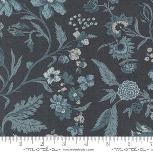 French General Sacre Bleu M13970 17 Parterre Floral Indigo Cotton Fabric - Premium Home Decor & Quilting Material for DIY Projects, Upholstery, and Crafting