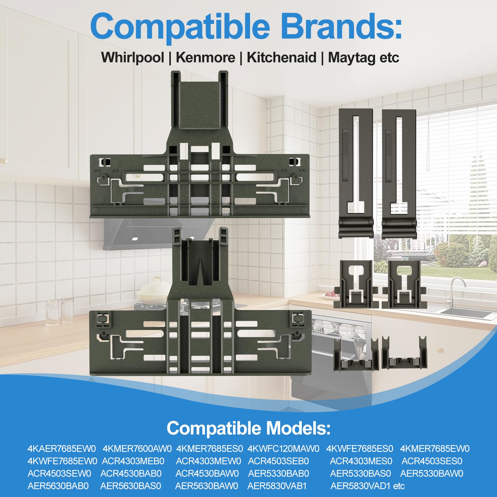 Upgraded W10546503 WPW10546503 Dishwasher Upper Rack Adjuster Replacement - Compatible with KitchenAid, Kenmore & Whirlpool Dishwashers (Replaces W10418314) - Perfect for Easy Dishwasher Top Rack Adjustment & Organization